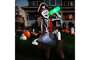 OurWarm Sitting Skeleton Pirate Halloween Inflatable