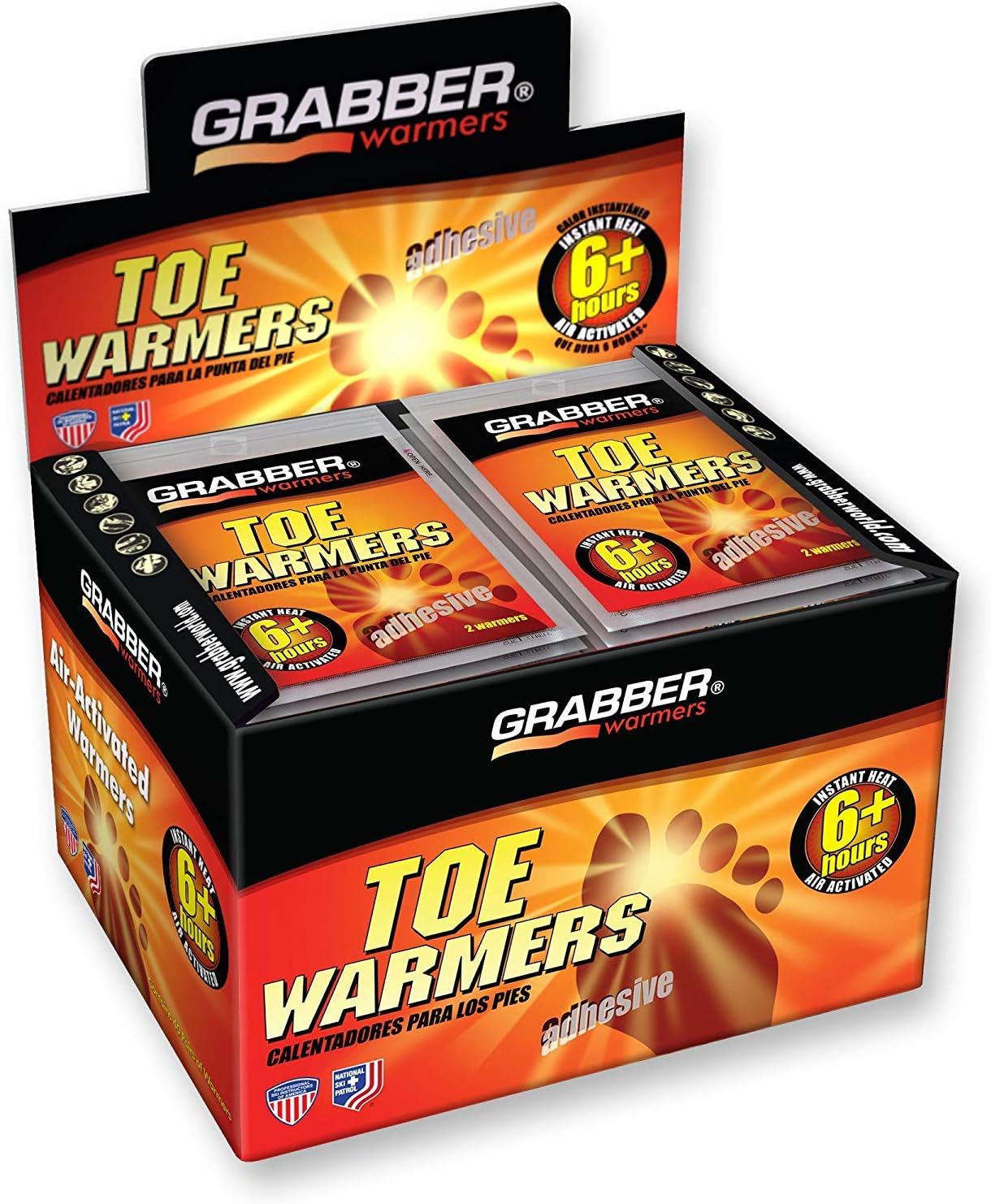 Grabber Toe Warmers - Long Lasting Safe Natural Odorless Air Activated Warmers - Up to 6 Hours of Heat - 40 Pair