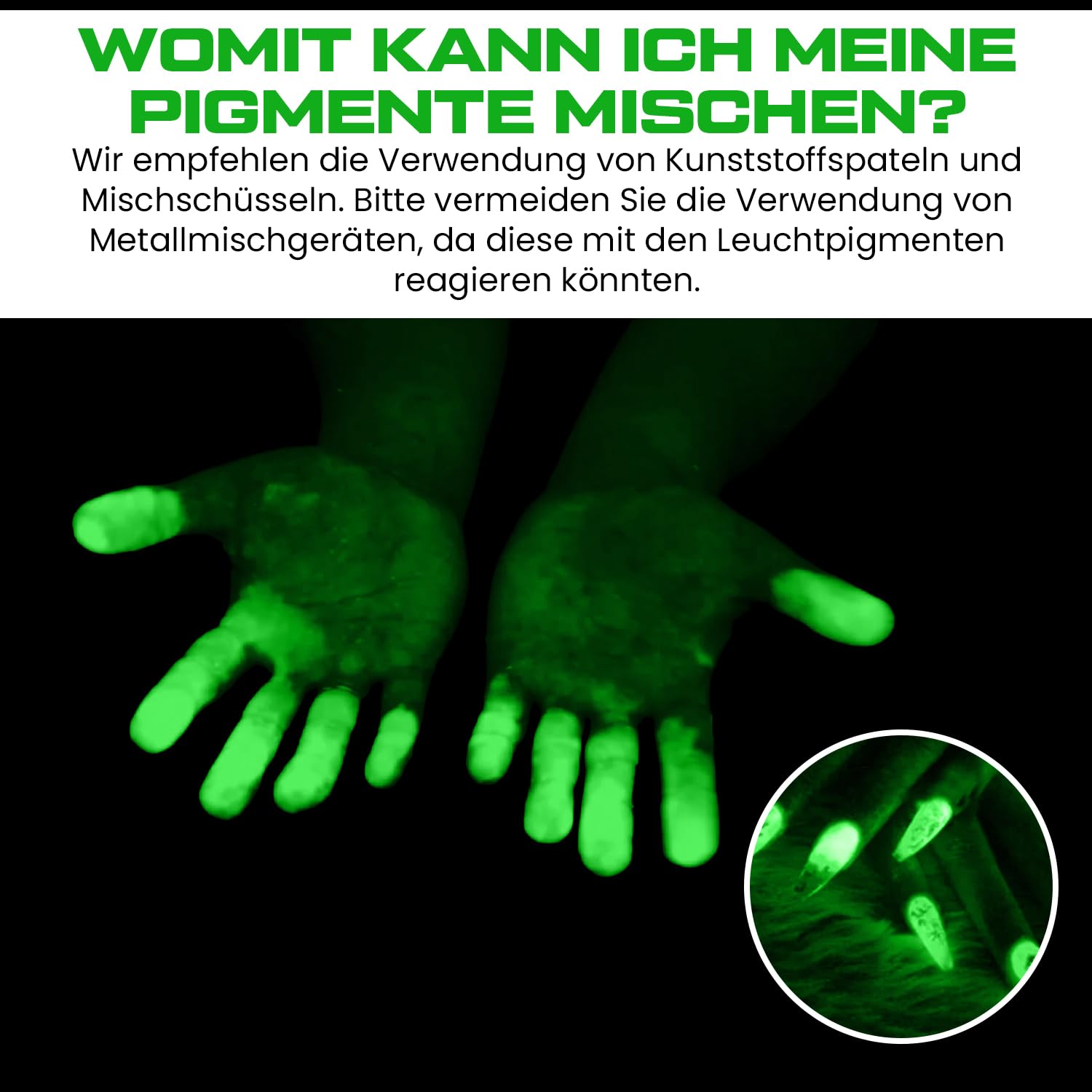 Pigmento in polvere fosforescente al buio, colore verde luminoso, 100 g