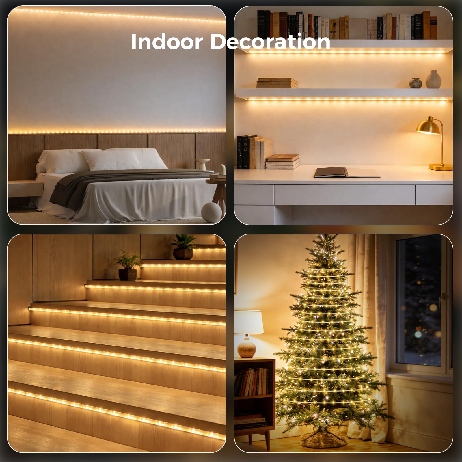 Verbindbare Lichterkette 50 m 500 LEDs, 5 x 10 m Schlauchlichter Warmweiß, Wasserdicht, Fernbedienung, 8 Modi, für Garten, Terrasse, Weihnachten
