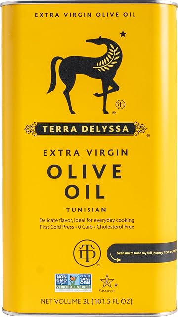 Terra Delyssa First Cold Pressed Extra Virgin Olive Oil, Single Sourced, 3 Litres (101 fl. oz) - 1 Pack, Certified Kosher. Non-GMO, Naturally Rich in Antioxidants and Polyphenols