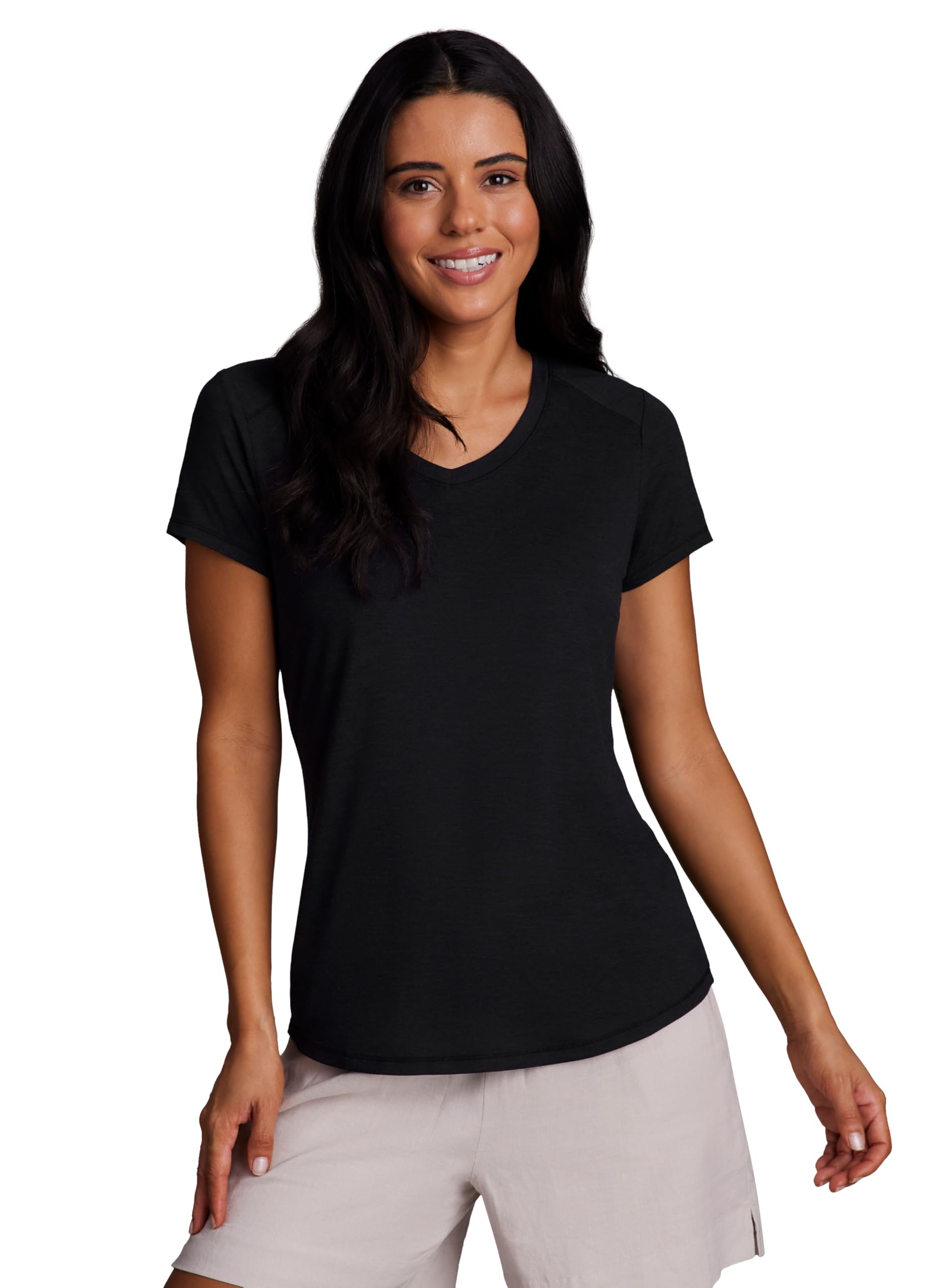 RBX Running Shirt for Women Short Sleeve Buttery Soft Lightweight Space Dye V-Neck T-Shirt