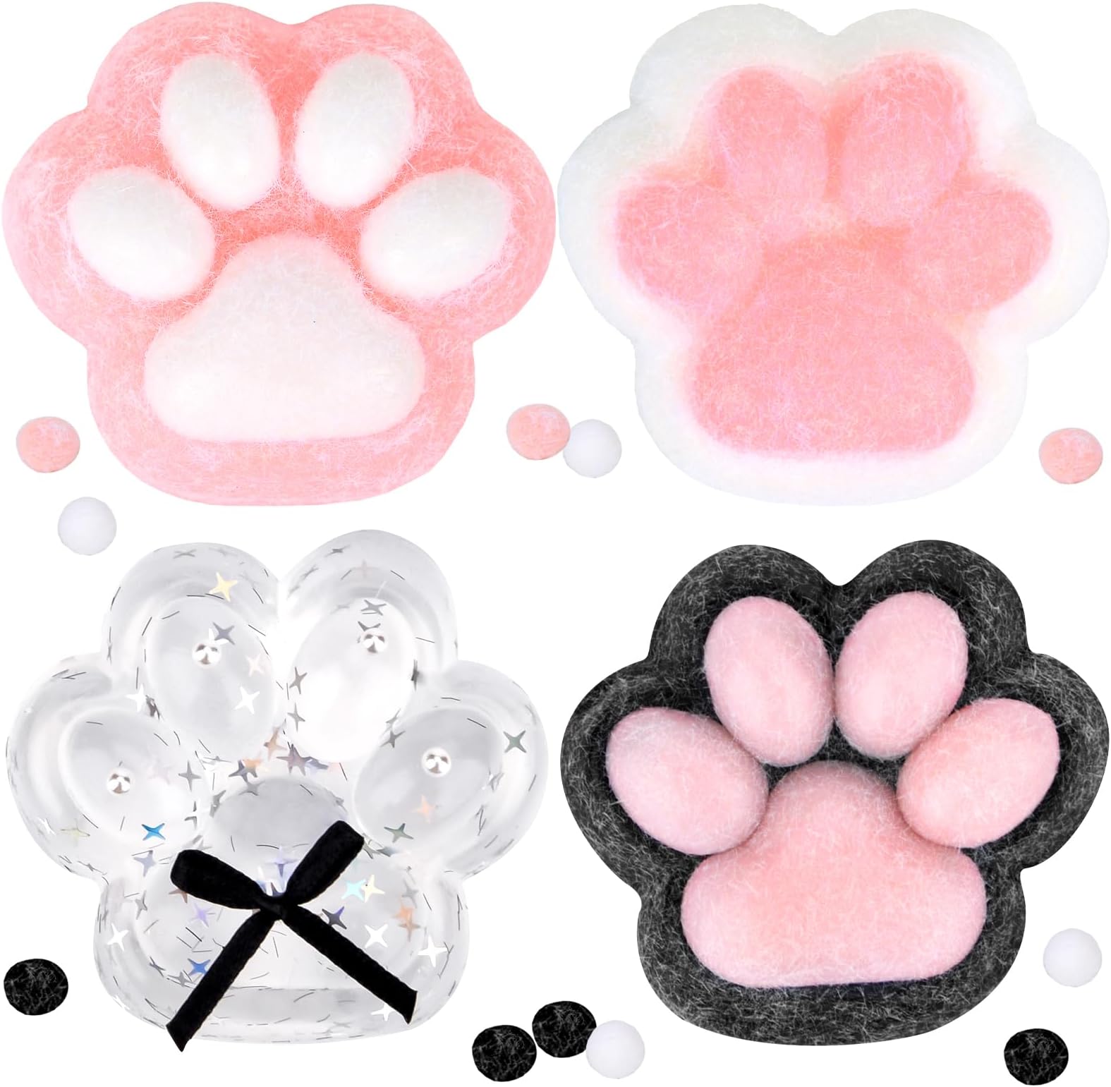 4Pcs Taba Squishy Toy Cat Paw, Taba Squishy Paw Stress Balls for Adults, Cute Cat Paw Sensory Squishys Fidget Toys for Anxiety Relief Kids & Adults