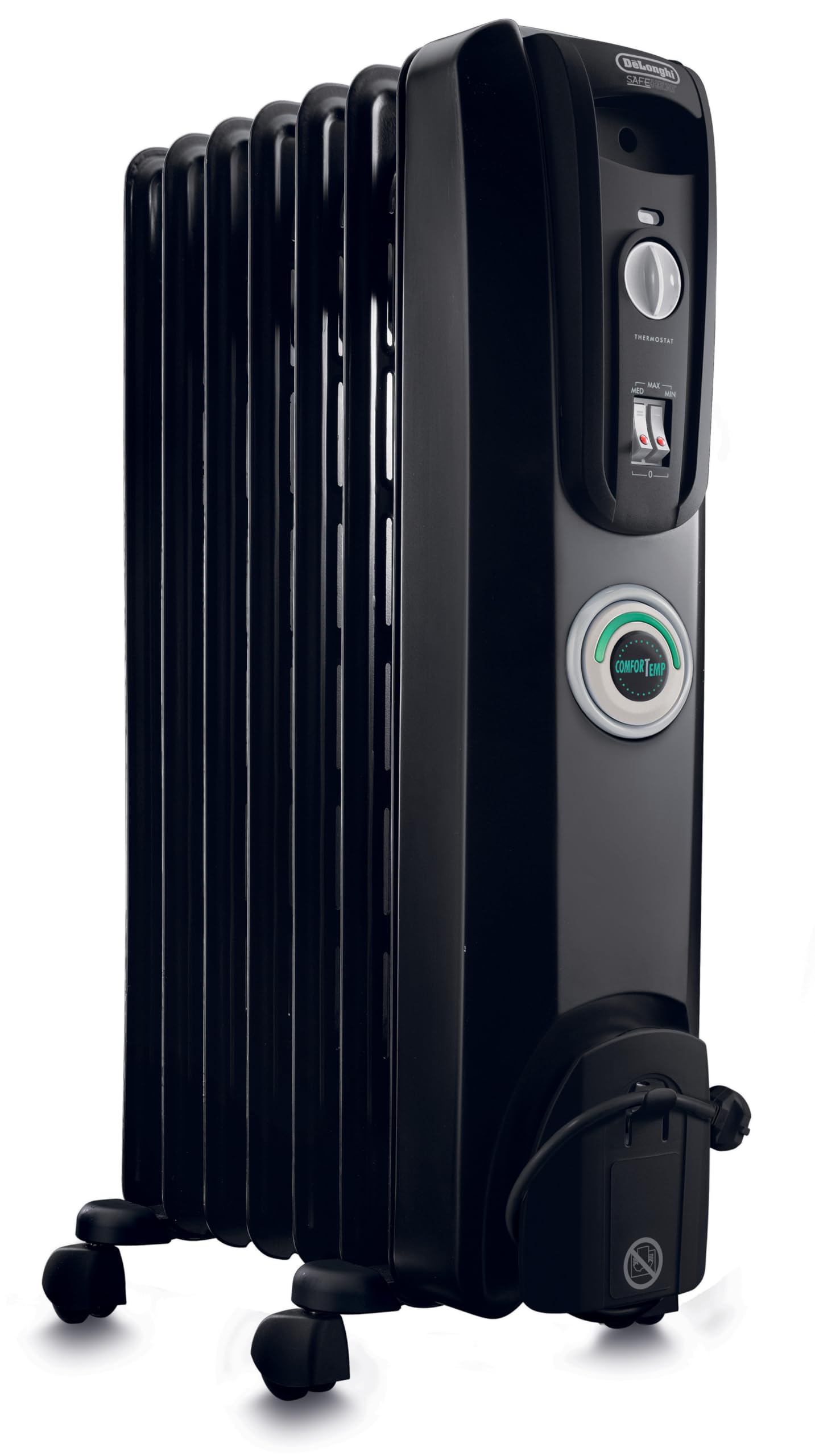 DeLonghi EW7707CB Safeheat 1500W ComforTemp Portable Oil-Filled Radiator - Black by DeLonghi