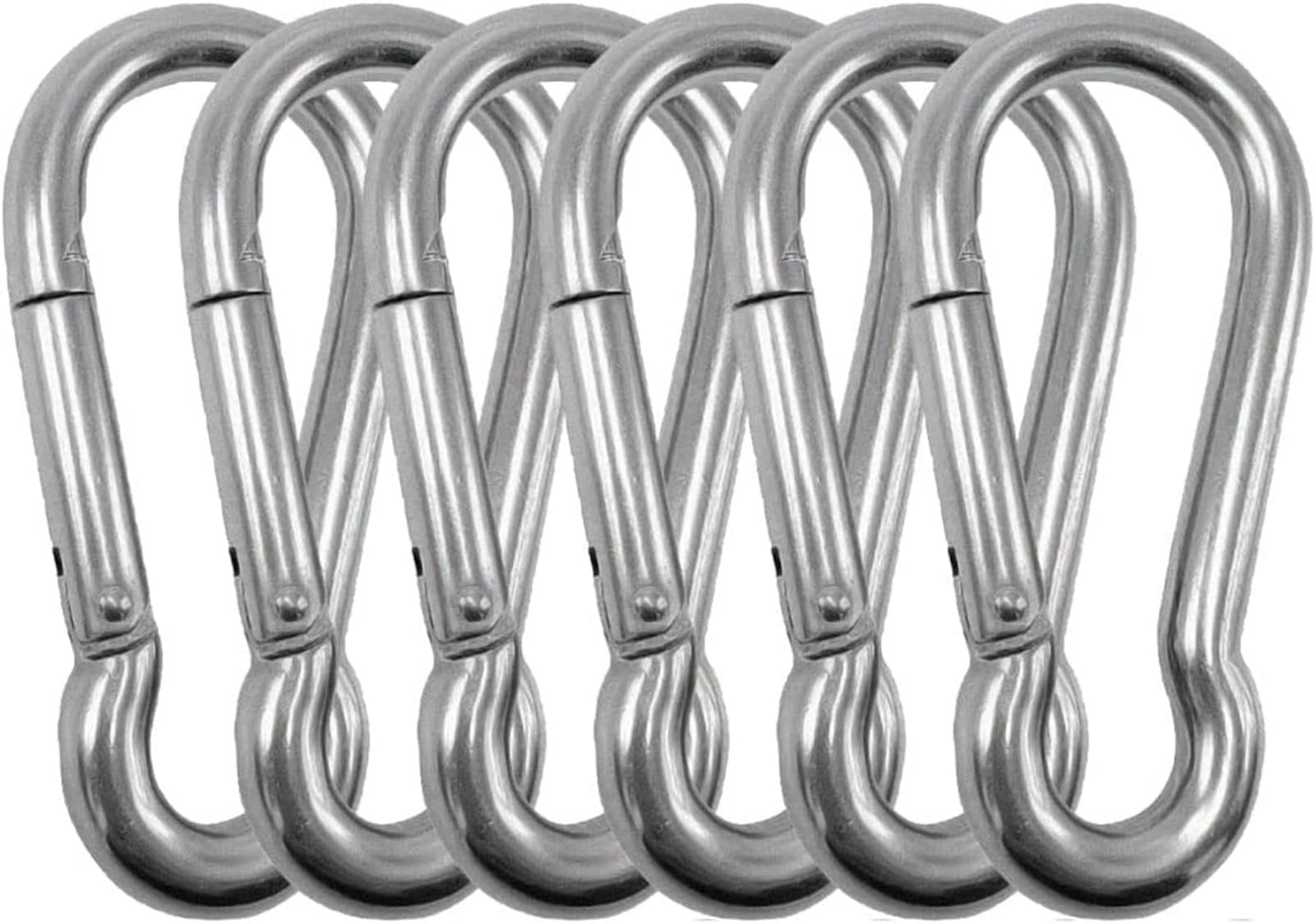 Heavy Duty Bushcraft Stainless Steel Carabiner Spring Snap Clip Link Hooks. 200-500lb Load. 2, 6 & 12 Packs