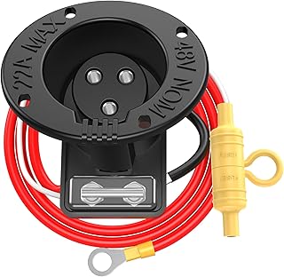 Golf Cart 48V Charger Receptacle with Fuse and Cord for Club Car DS 1995-UP, Club Car DS Charging Port for 1995-UP Golf Cart, OEM# 101802101, 1018021-01,101846801,1018468-01