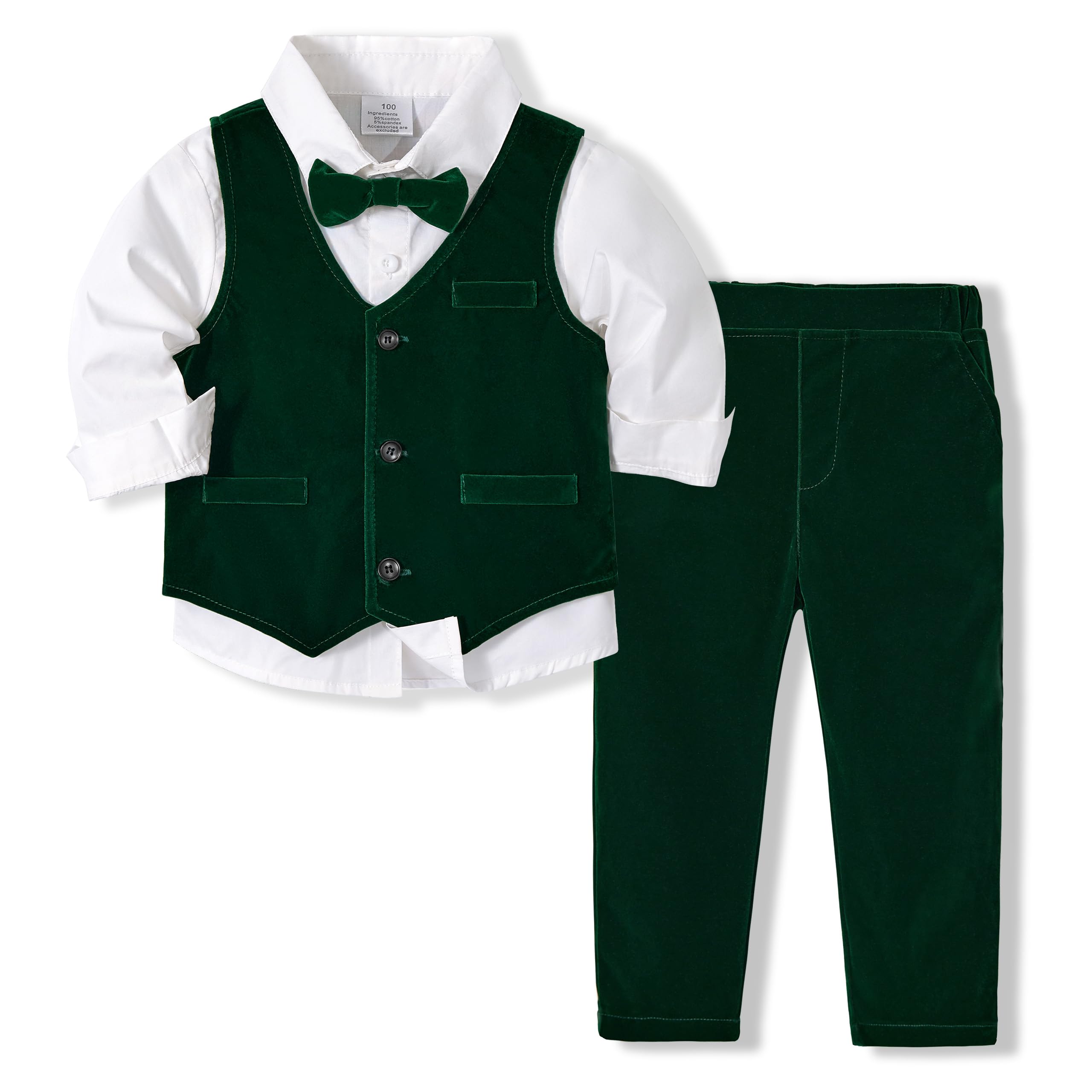 Volunboy Baby Boys Gentleman Suit, Toddler Formal Waistcoat Outfit Wedding Shirts + Vest +Bow Tie 4 PCS Set — view 14