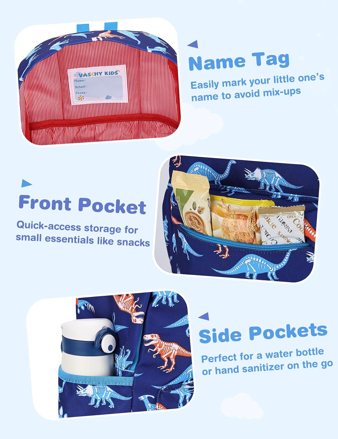 VASCHY Toddler Backpacks Kids, Lightweight Water Resistant Preschool Backpack for Children Boys and Girls w Chest Strap