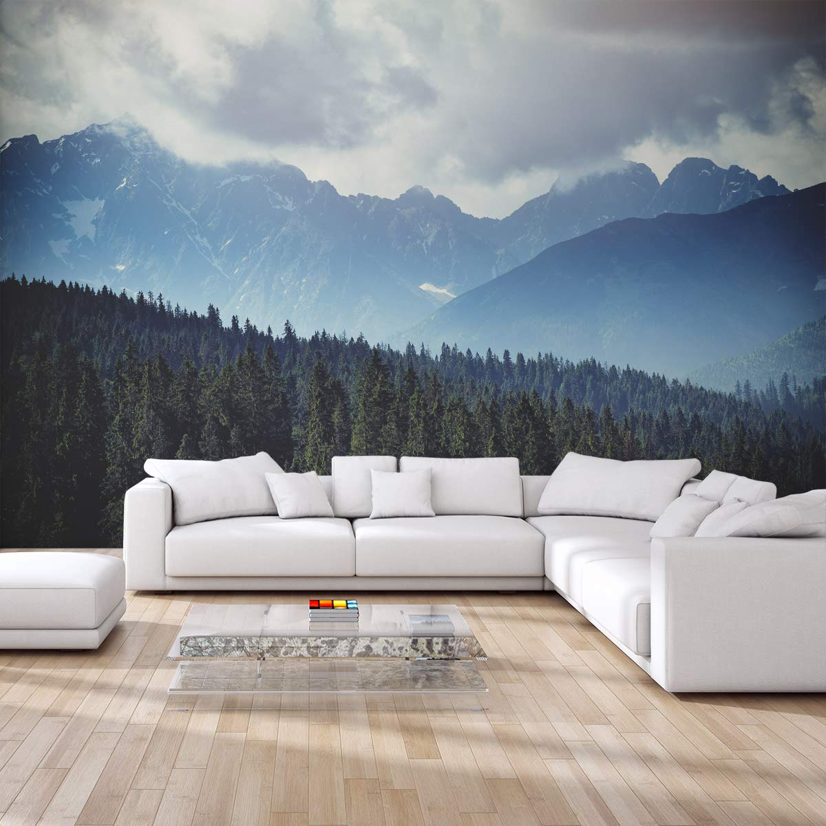 Muralo Fabulous Non-woven Photo Wallpaper 152.5 X 104 Cm 3D Effect Forest Trees Mountains Modern Wallpaper Living Room Bedroom Wall Murals XXL Luxury Abstract Width 152.5 Cm X Height 104 Cm - View #9