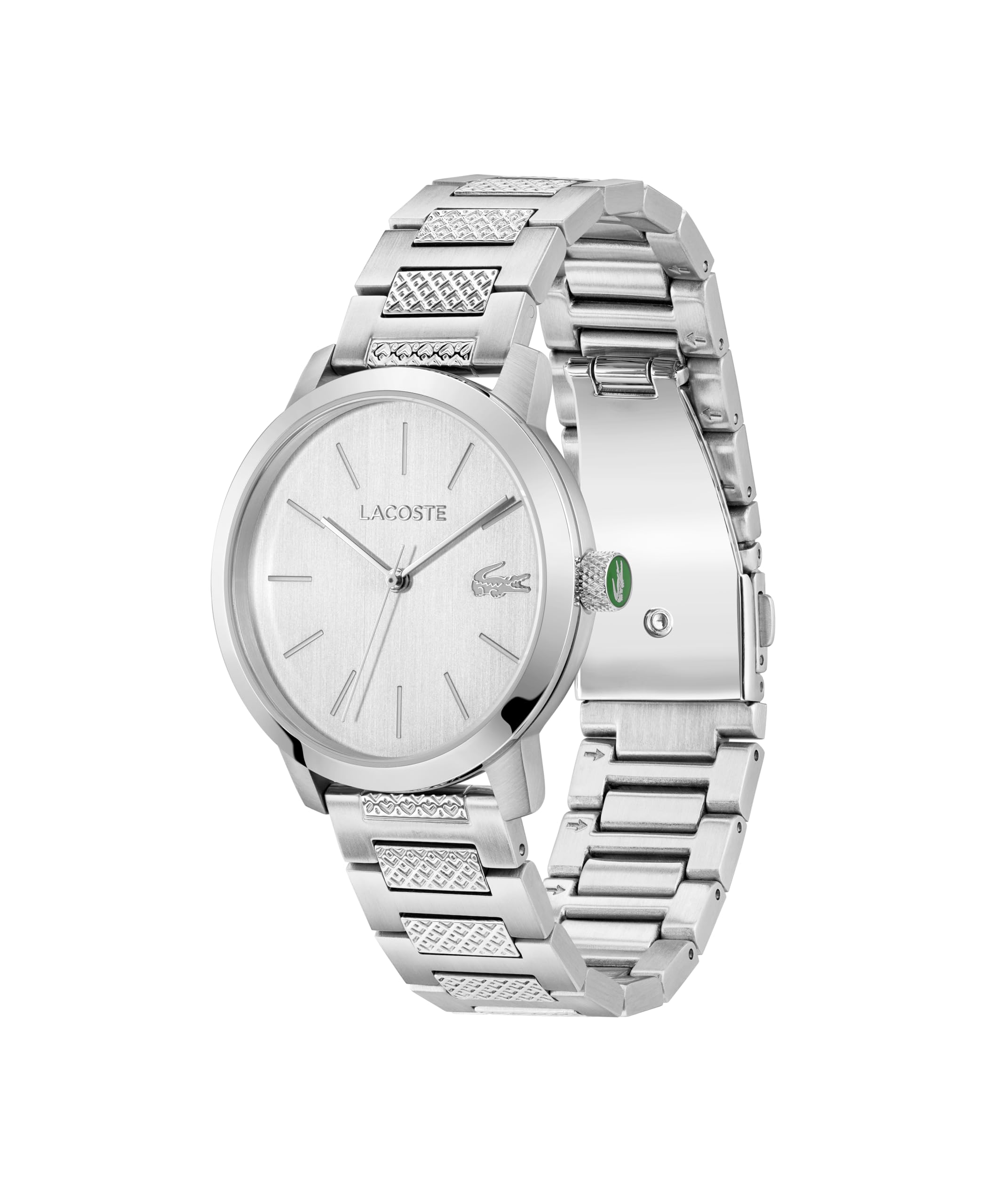 Lacoste Uhr mit DREI-Zeiger-Quarzwerk für Herren Kollektion Lacoste.12.12 Metropole mit Silbernem, Goldenem oder Schwarzem Edelstahlarmband