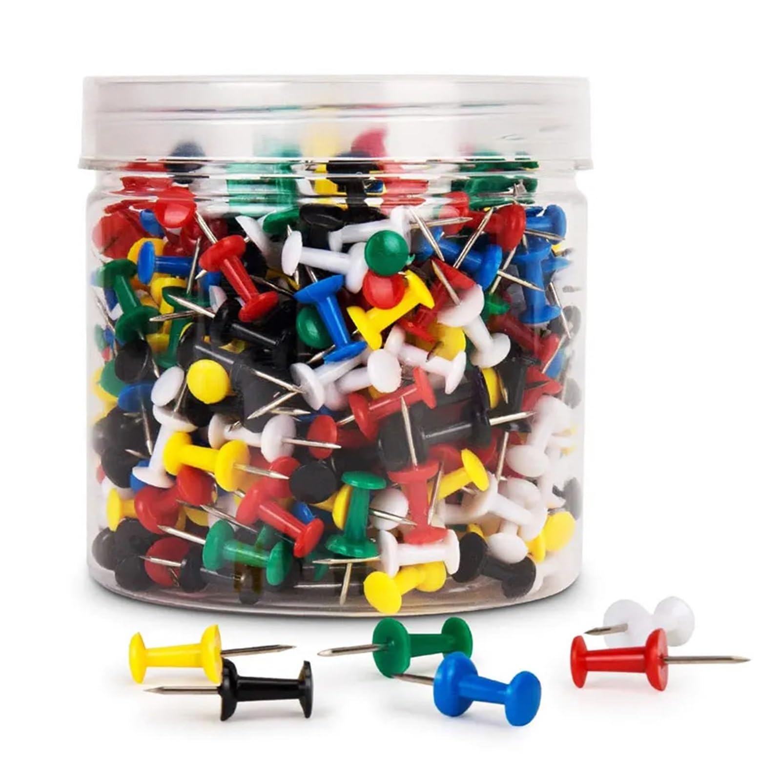 Pushpins 200PCS Push Pins Clear Multicolor Plastic Head Thumb Tacks For Bulletin Board Corkboard Office Photo DIY Craft Projects(Multicolor)
