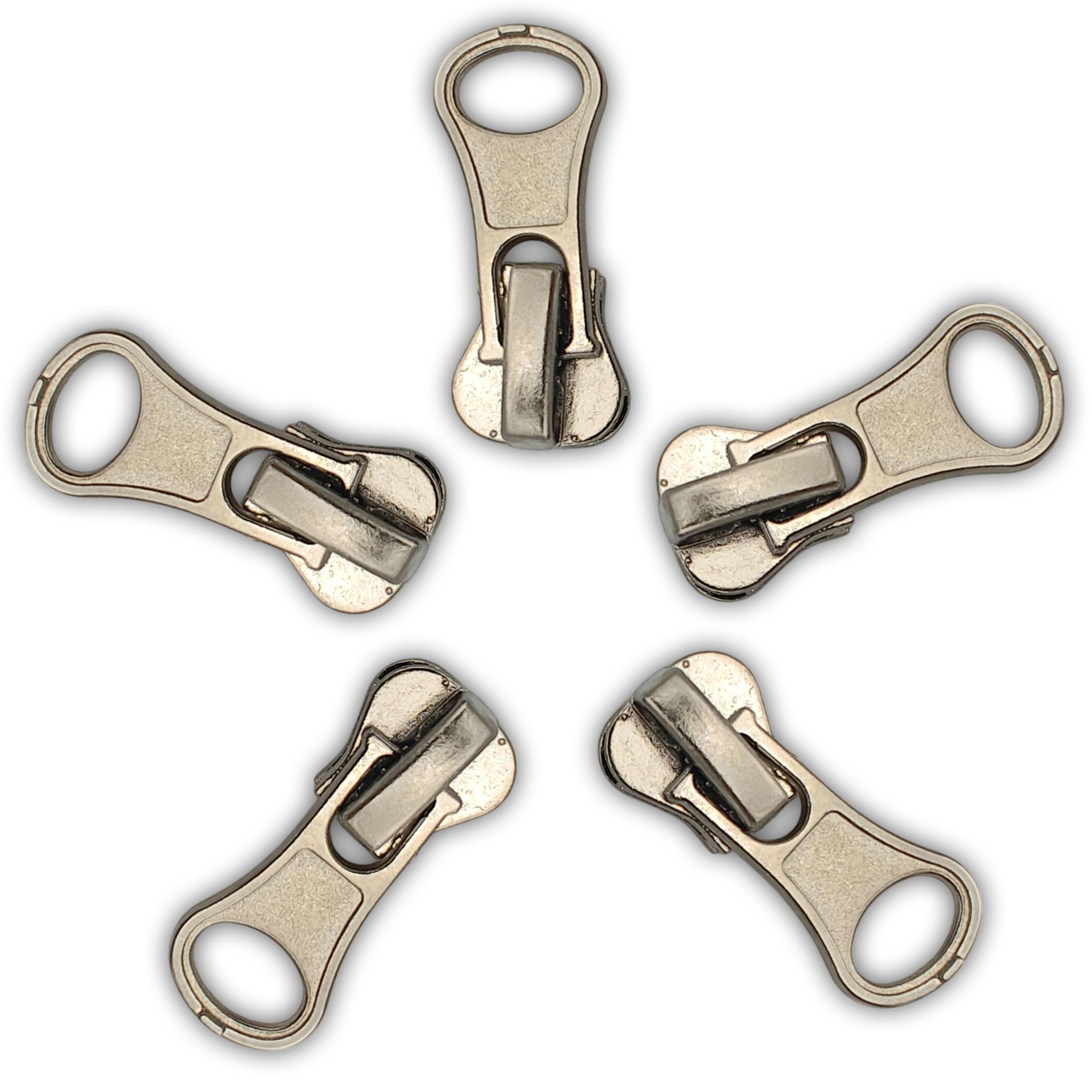 Zips & Bobs Silver Donut (5Pc) Spare Pullers For Chunky Type Zip Size #5 Slider Replacement Zipper Fastener Fixing (Silver Donut (5Pc))