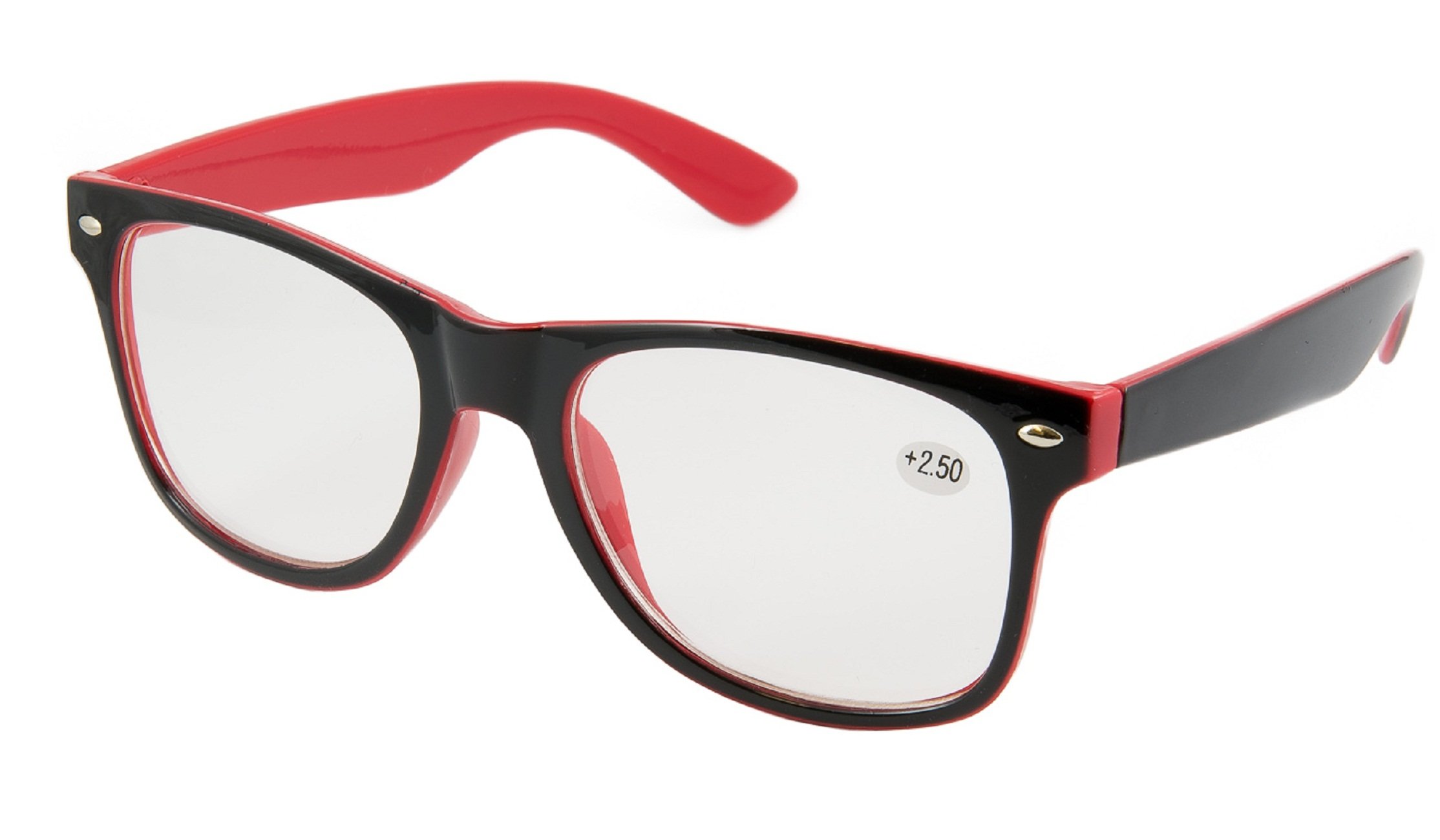 4Sold Unisex Red Black Reading Glasses +1.5 +2.5 Bran (, 2.5 X)