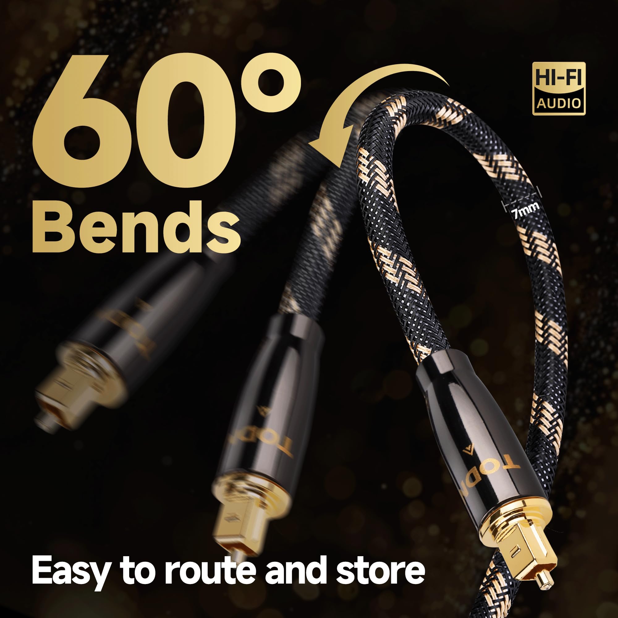 TODN Cable de audio óptico Toslink S/PDIF de fibra óptica digital, sistema de sonido envolvente para TV, PS4, Xbox, CD (1,5 m)