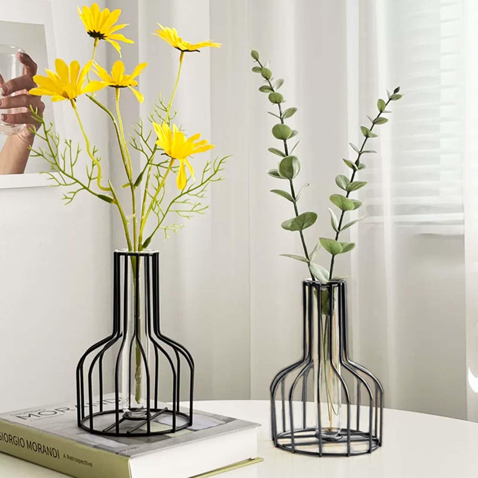 Vaso Fiori Nero: Hewory 6 Pezzi Vasi Decorativi Interni Moderni Design Vetro Cilindrico Centrotavola Bomboniere Casa Soggiorno