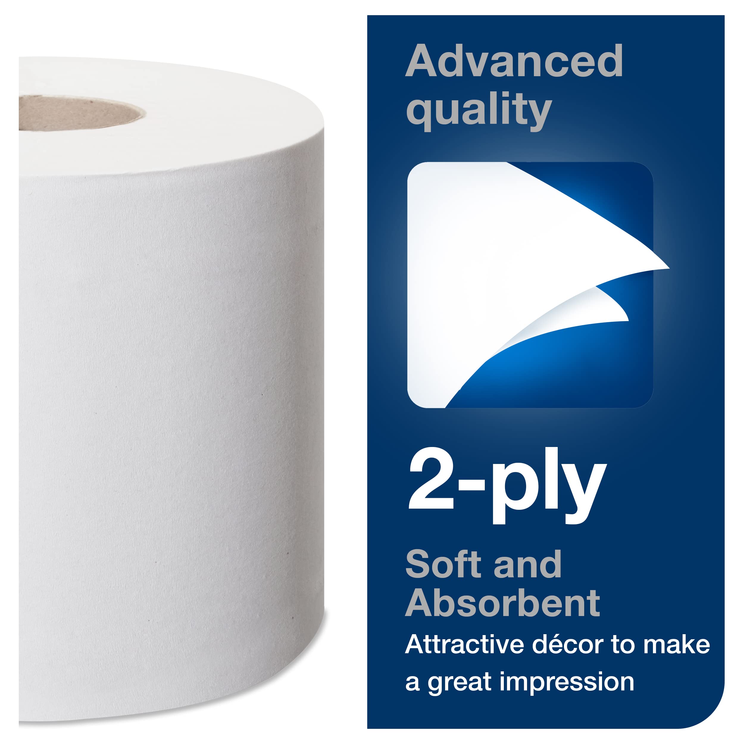 Tork Advanced 240150 - Rollo de papel de baño blanco T24, 2 capas, 96 rollos x 176 hojas/rollo, 240150