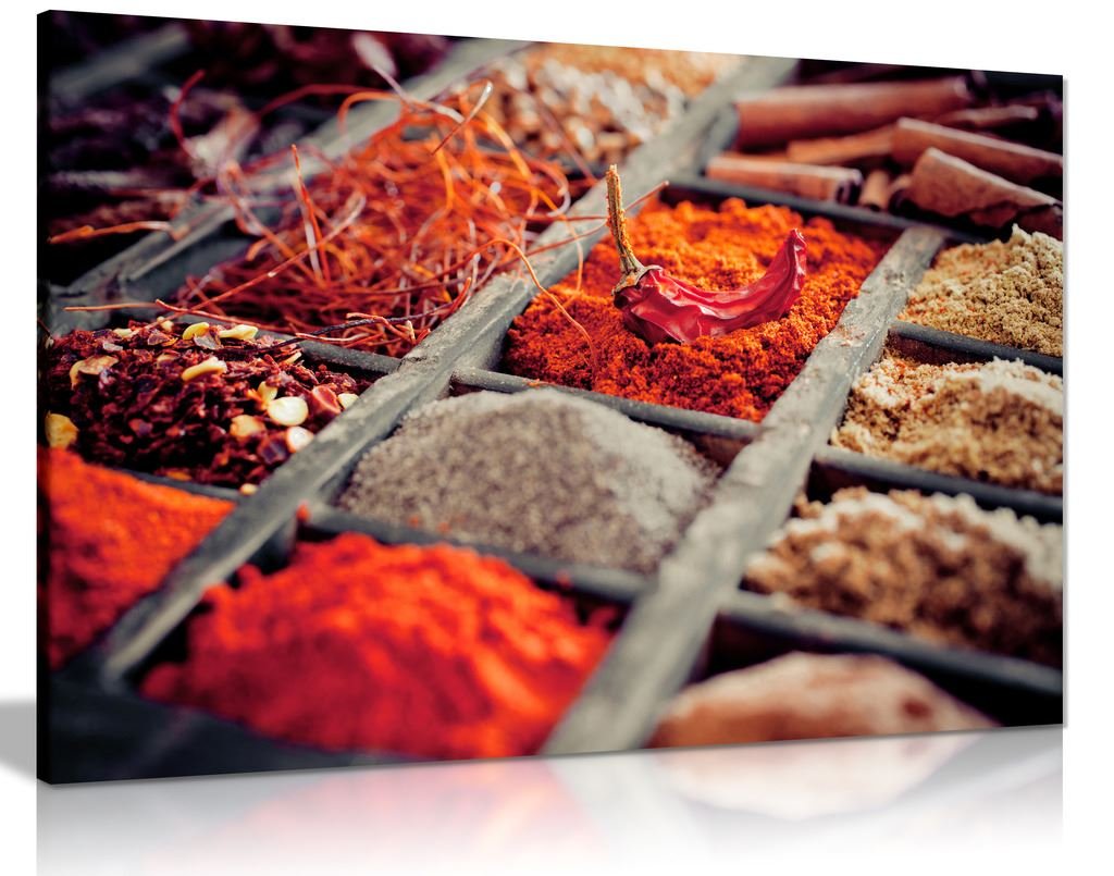 Panther Print Red Rustic Indian Spices Restaurant Kitchen Canvas Wall Art Picture Print (36X24)