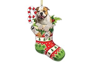 English Bulldog Christmas Tree Ornament - Bulldog Lovers Gift Idea - Christmas Decor