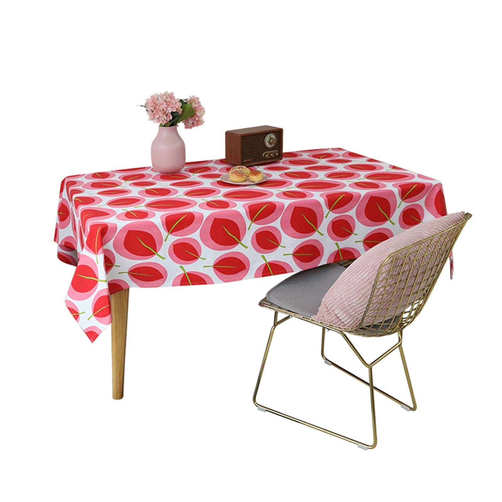 Nappe cerise pique-nique en coton rouge 145x220cm pour vos repas conviviaux en plein air