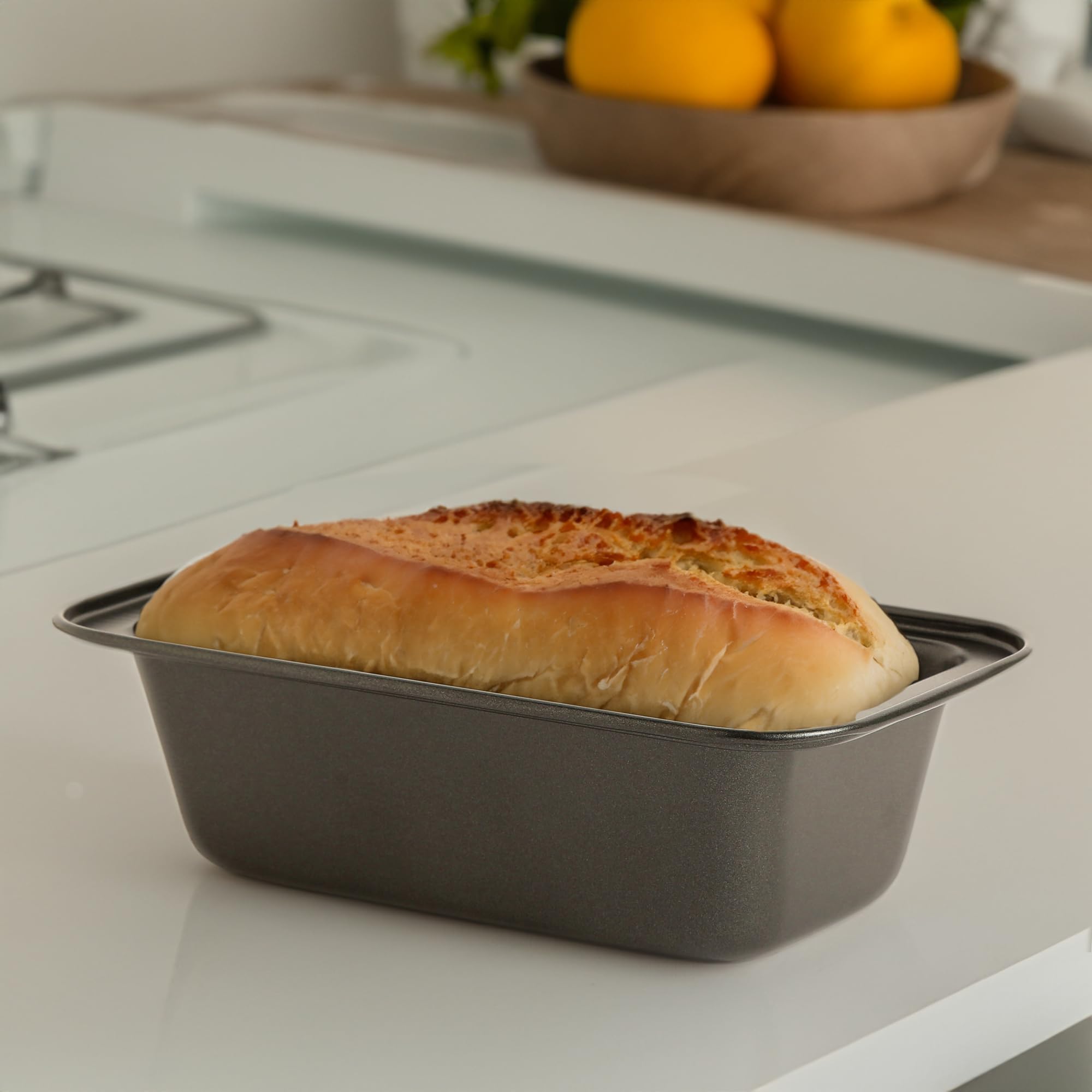 10Club Nonstick Steel Cake Baking Set - Rectangular Bread Moulds, Baking Tray for Microwave Oven, Deep Brownie Tray, Suitable for Microwave & OTG Use - 20 cm, Black