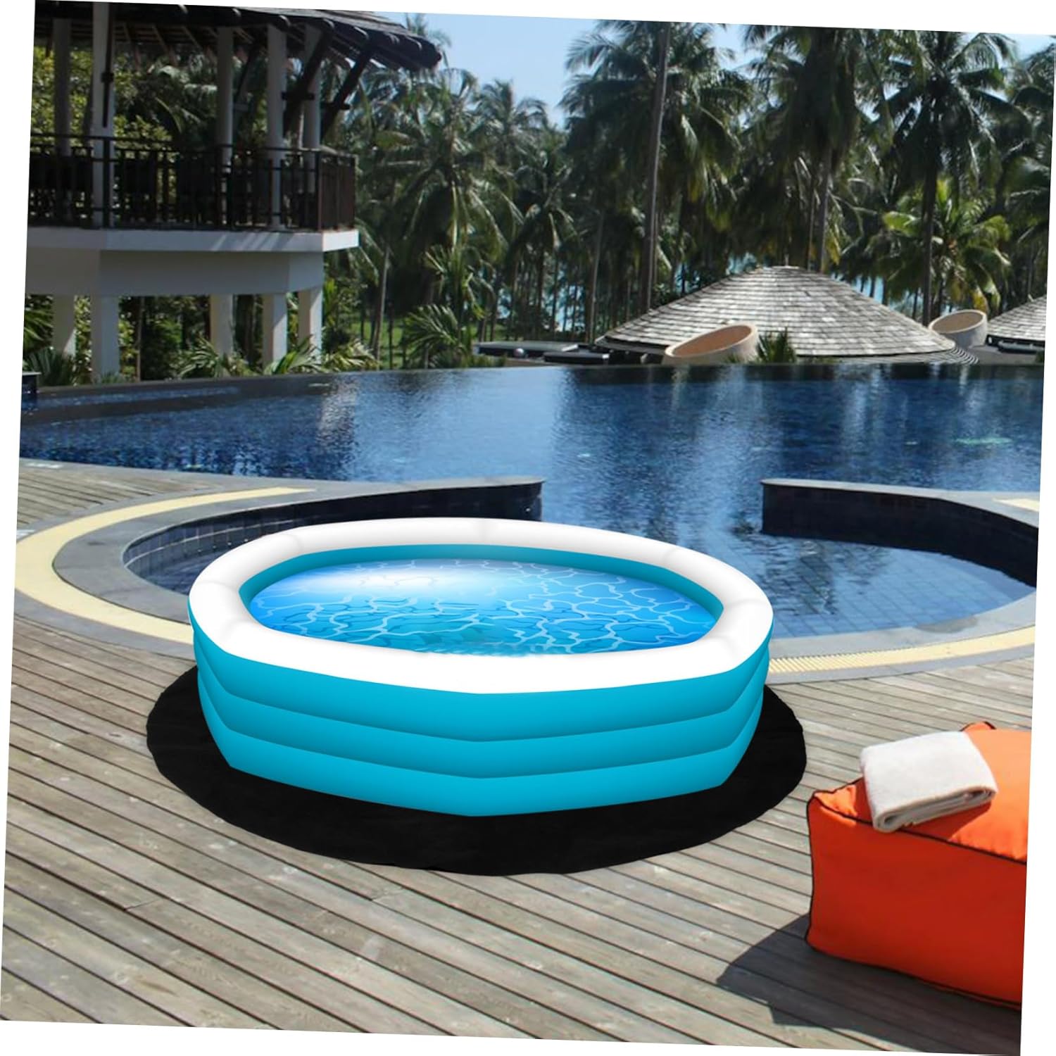Hot Tub Non-Slip Protective Mat Waterproof Round Rug Pad for Hot Tubs Pools Piece Cushion Mat Insulation Safety Features
