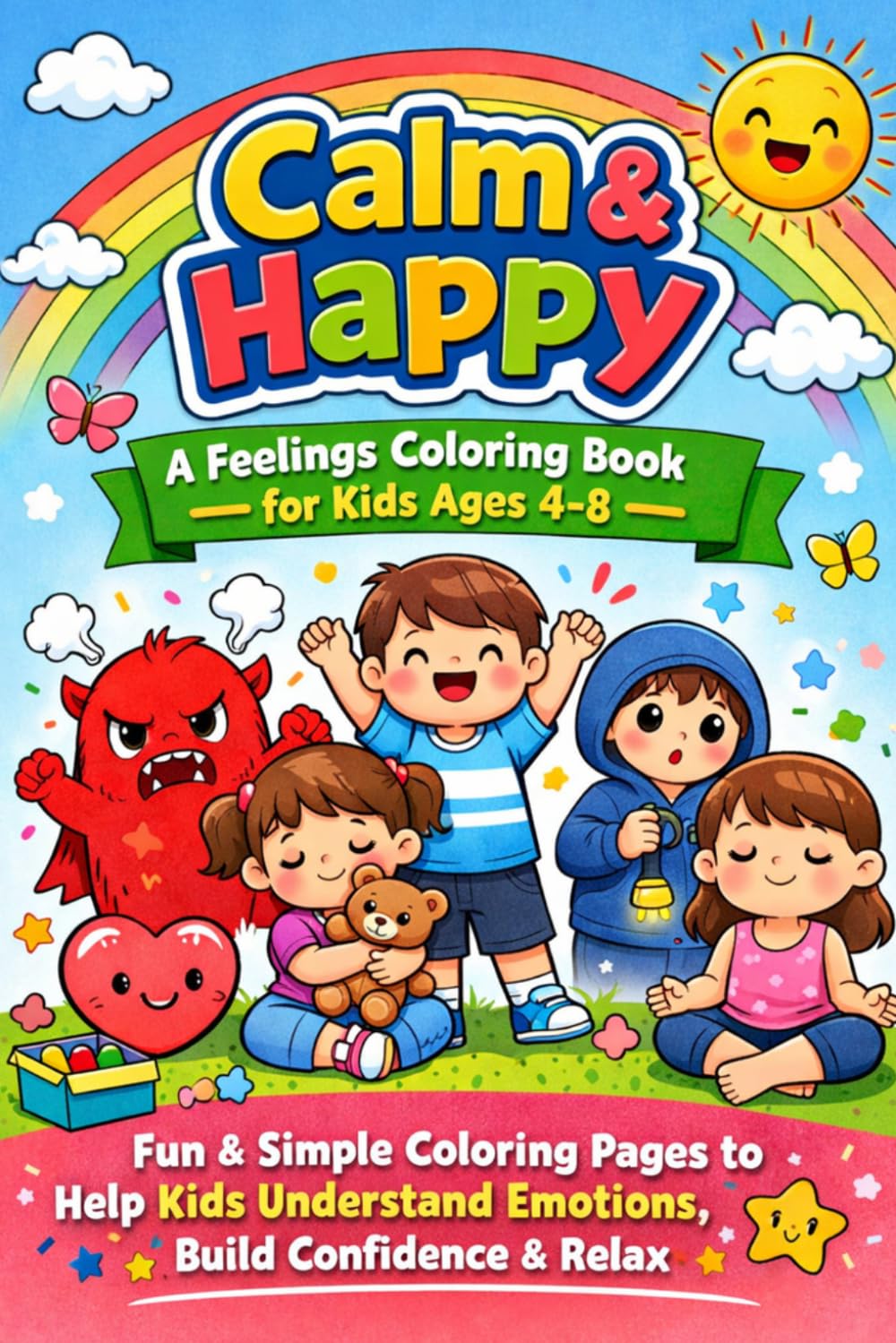 Calm & Happy: A Feelings Coloring Book for Kids Ages 4–8: Mindfulness & Emotional Learning Coloring Pages to Help Kids Calm Down, Build Confidence, and Manage Big Feelings