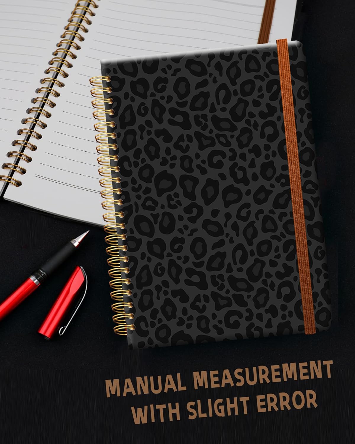 Ruled Spiral Writing Notebook,A5 Hardcover Lined College Journal for Women Lady Girl,Luxury Strong Twin-Wire Binding with Premium Paper,8.4" X 6",Perfect for School,Office,Home Gifts(Black Leopard Skin) - Image 6