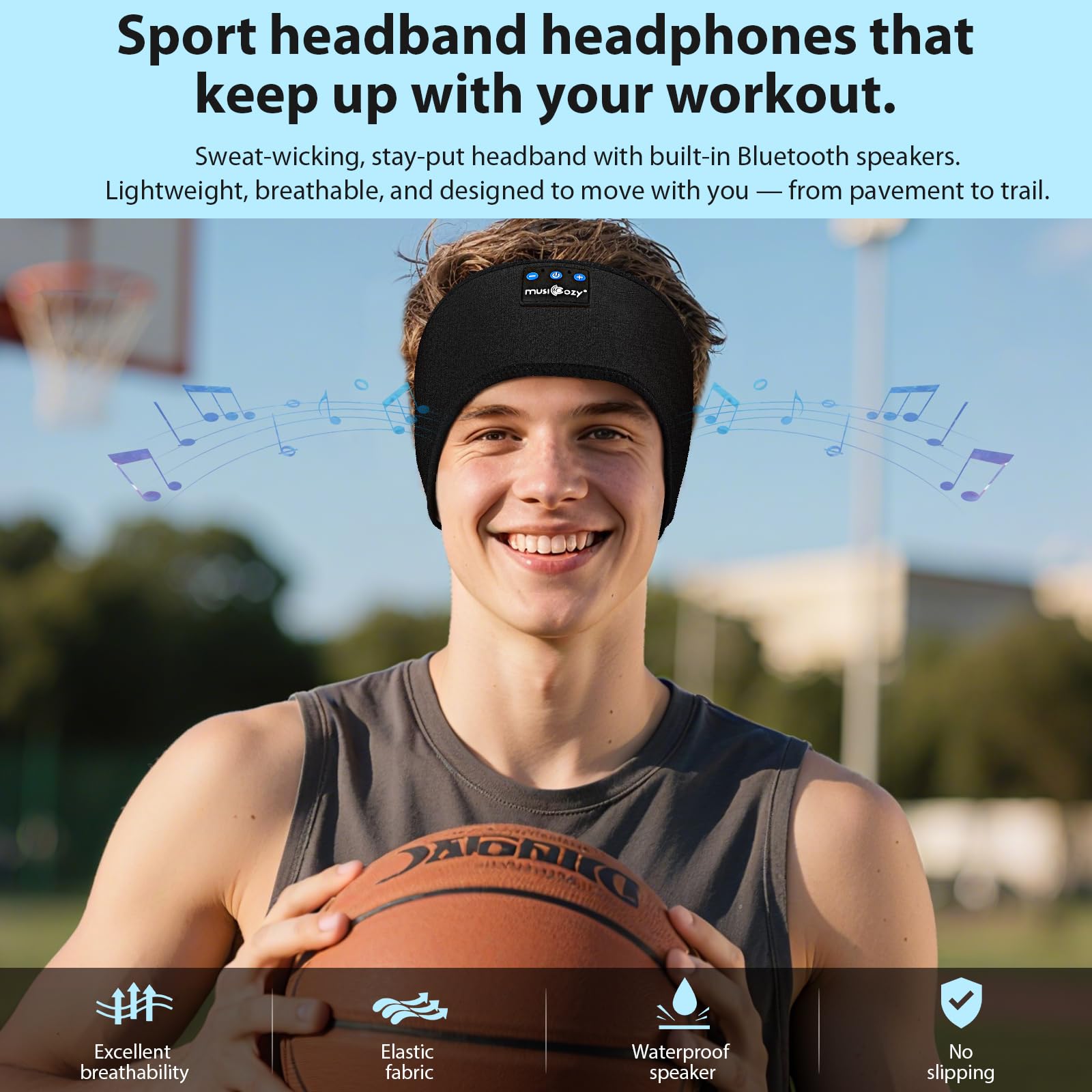 MUSICOZY Cuffie per dormire sul fianco, cuffie Bluetooth ultra morbide, comode senza pressione sull'orecchio, per dormire tutta la notte, rimangono in posizione, 16 ore di riproduzione, Bluetooth 5.4