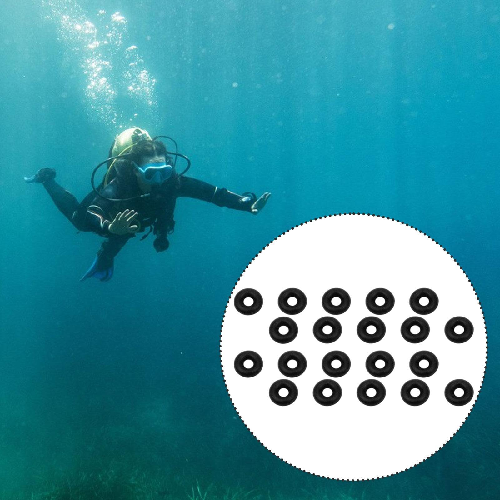 Menolana 20x Scuba O Ring Set Dive Hoses Ring Parts Compact,Rubber,Diving Rubber Orings,Sealing Gasket Washers for Valves Scuba Tanks, Black