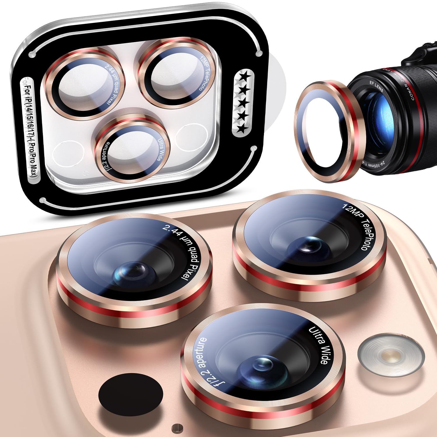 Uyiton for iPhone 17/16/15/14 (Pro Max &amp; Pro) Camera Lens Protector
