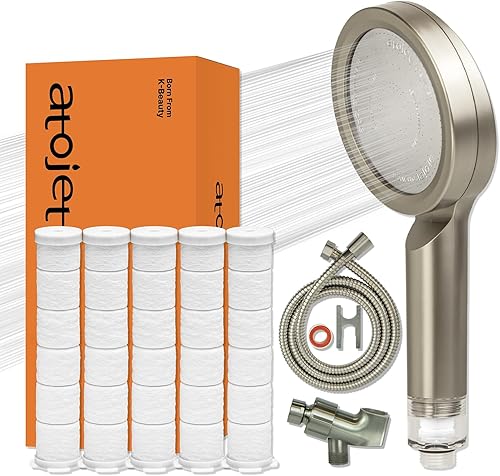 Ducha de filtro premium arraigada en la cultura de belleza de lujo de Corea, filtros de carbono puro para una piel más suave y un cabello más suave