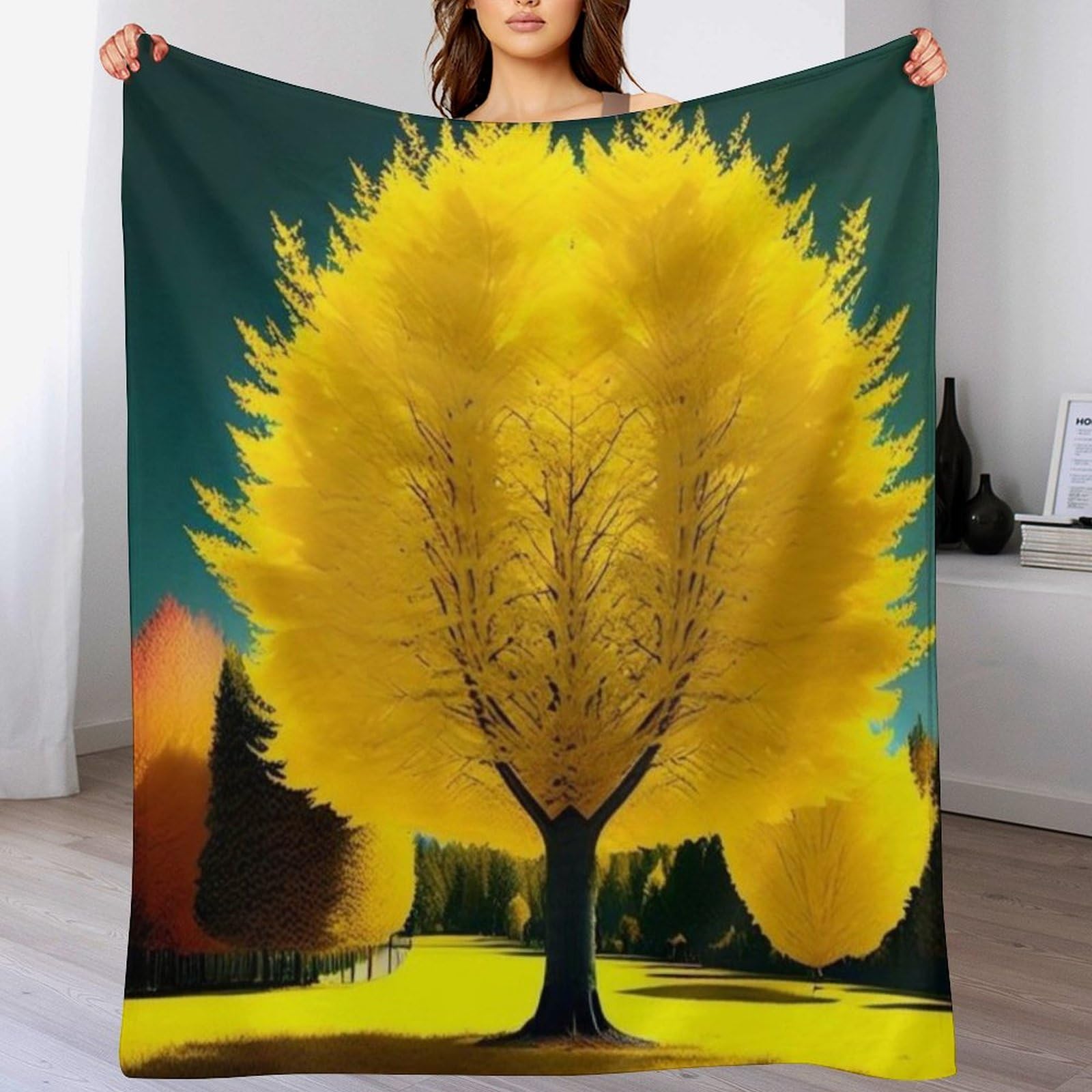 Couverture Polaire en Flanelle Douce Arbre-Monde, Qualité Supérieure Lit