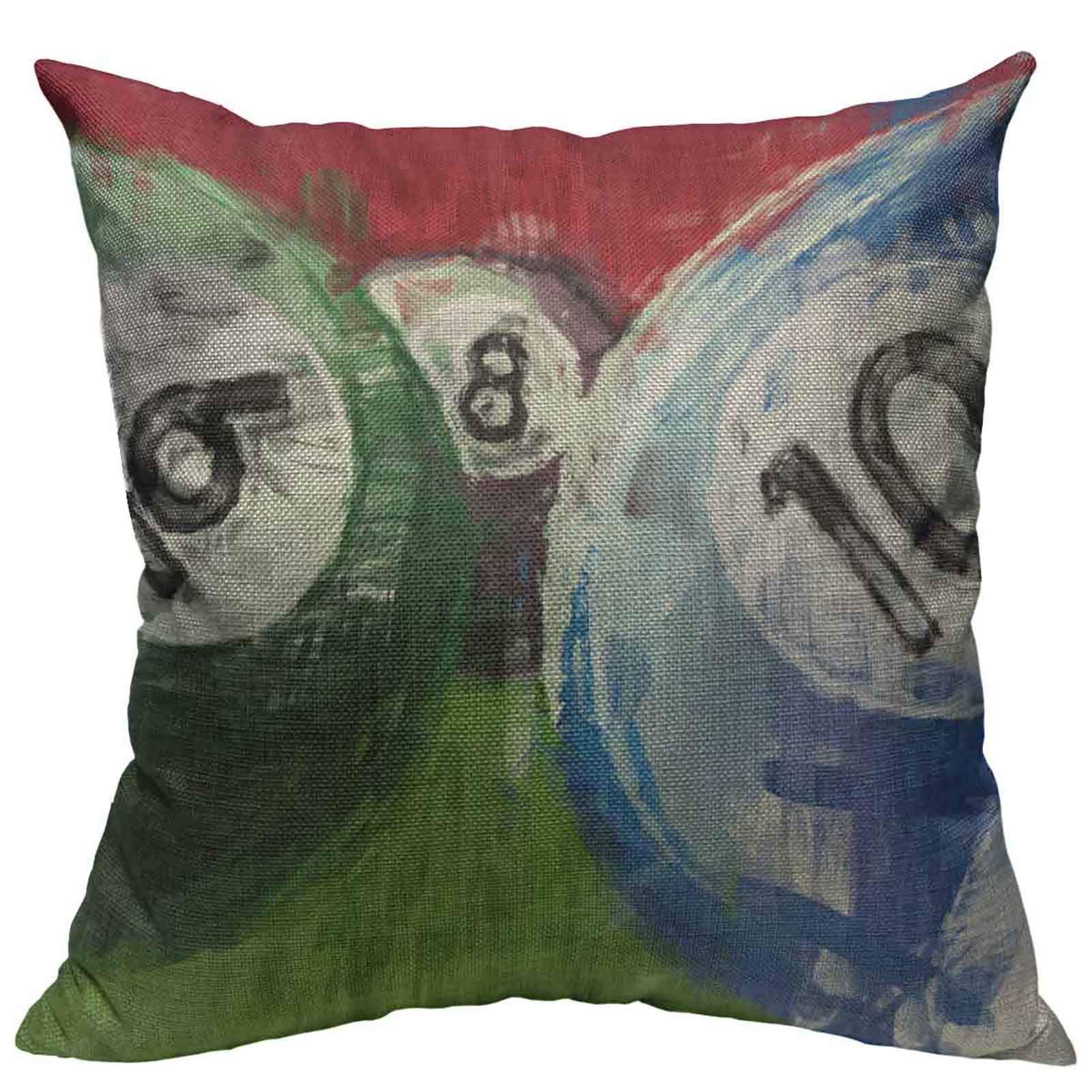 VERSUSWOLF Throw Pillow Covers Pool Billiards Ball Cotton Linen Decorative Square Pillowcases Cushion Cover 18 X 18 Inch