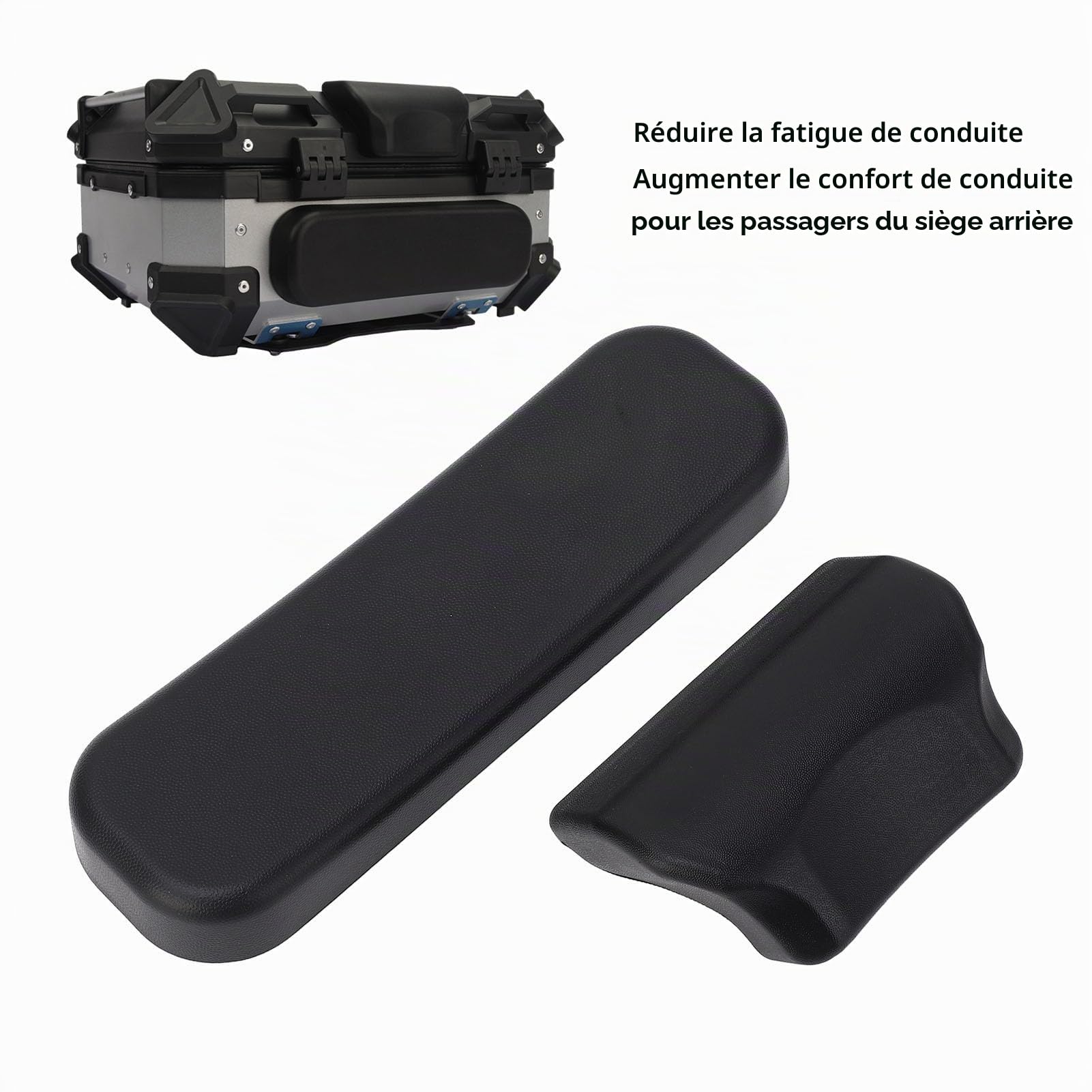 SIXRUN Dossier de Coffre Supérieur de Moto en Cuir PU, Coussin Confortable Auto-adhésif, Compatible avec Top Case 22L-32L, pour Voyage Longue Distance