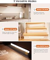 Vista 3 de Luces para debajo del gabinete de 8 pulgadas, 41 LED recargables con sensor de movimiento magnético, luz para interiores, brillo regulable de 6000