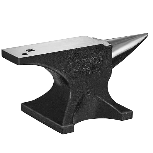VEVOR Single Horn Anvil, 66Lbs Cast Steel Anvil, High Hardness Rugged Round Horn Anvil Blacksmith, with Round and Square Hole, Large Countertop and Stable Base, Metalsmith Tool for Bending and Shaping
