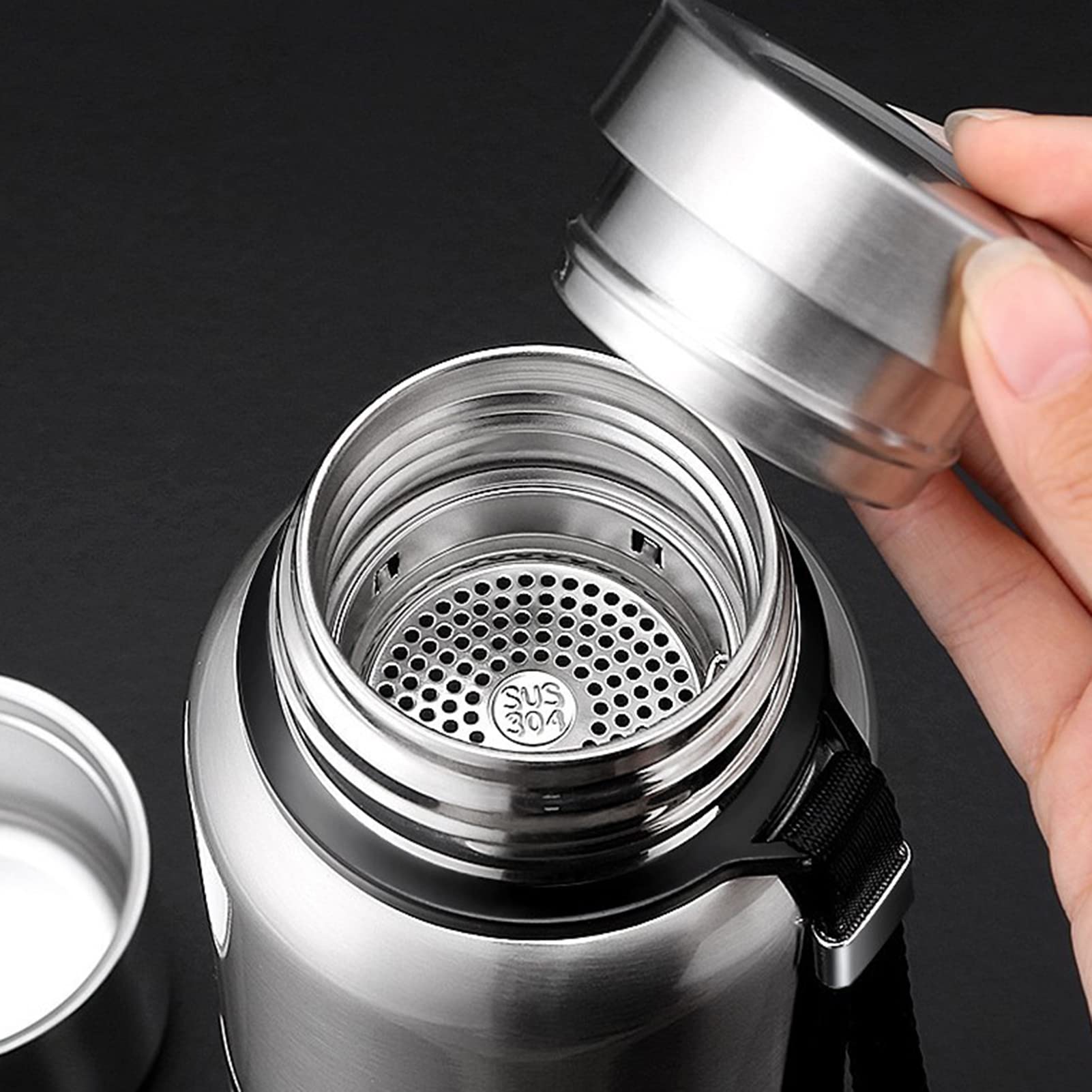 Haloppe Bottiglia d'acqua sportiva da 1500 ml, tazza portatile riutilizzabile per viaggi e palestra, in acciaio inossidabile di grande capacità isolata termicamente