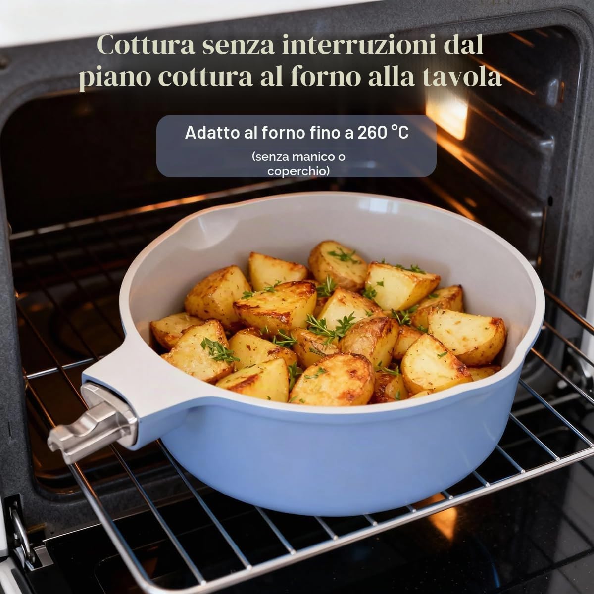 AIKENBBKK Casseruola in Ceramica da 20 cm con Coperchio, Casseruola da 2,5L con Rivestimento Antiaderente in Ceramica e Manico Rimovibile, Adatta a Tutti i Tipi di Piano Cottura-Azzurro