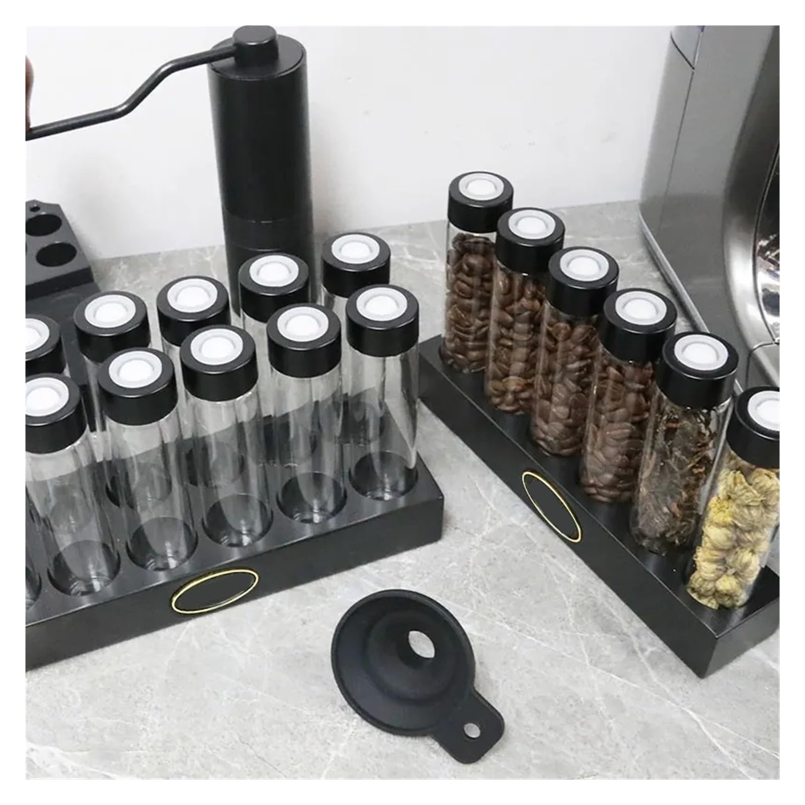 Botella de vidrio para granos de café, tapa transpirable