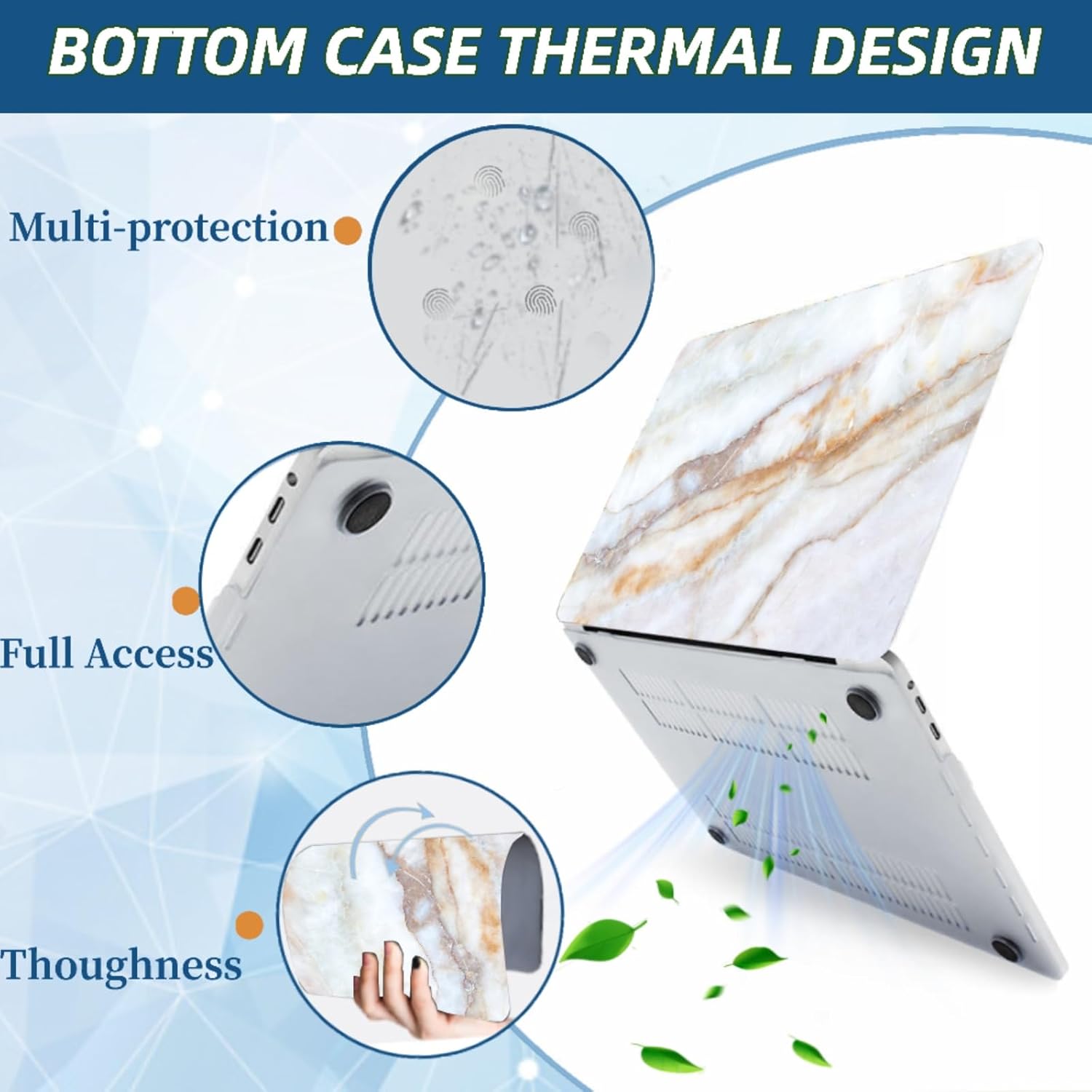 Compatible for 2025-2023 MacBook Air 15 inch Case Model A3114 A2941 A3241 M3/ M2 Chip with Liquid Retina Display, Hard Plastic Laptop Protective Shell and Keyboard Cover Skin, 1429 White Marble