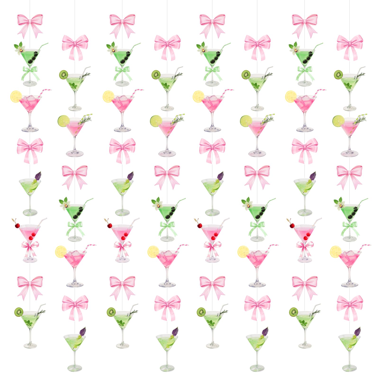 8Pcs Martini Birthday Bow Decorations, A Tini Bit Older Birthday Martini Party Decorations Supplies for Women, Bow Banner Garland Decor Supplies for Women