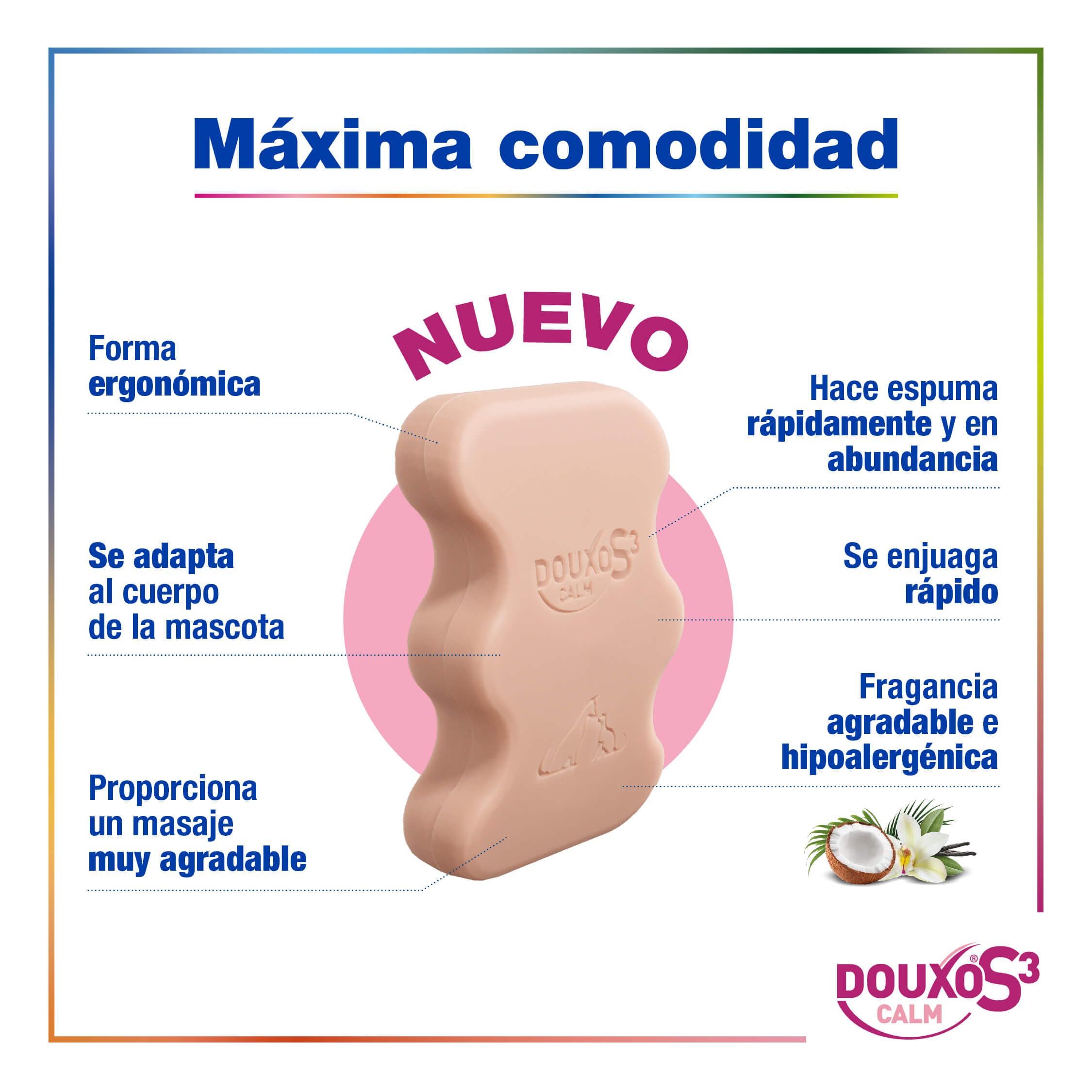 DOUXO® S3 Calm - Champú sólido para Pieles sensibles - Higiene para Perros y Gatos - Alivia y Protege - Fragancia hipoalergénica - 100 g