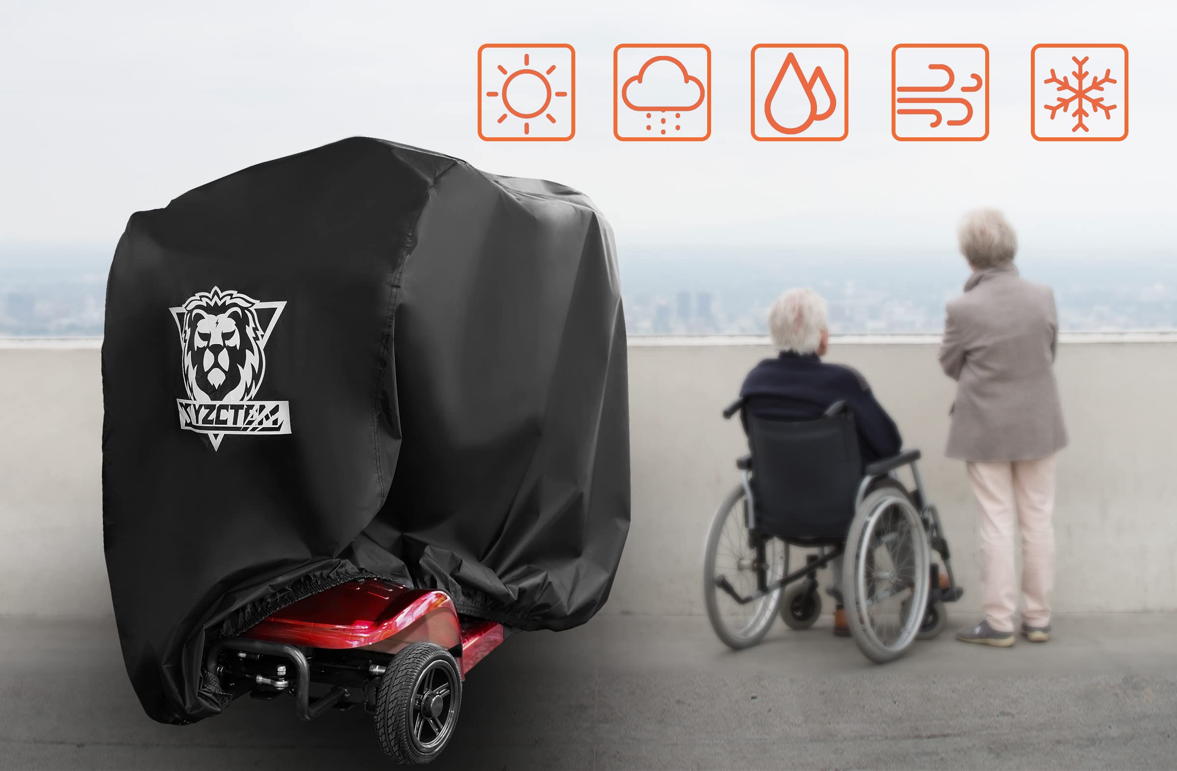 XYZCTEM Funda Impermeable 600D para Scooter, Color Negro, con Movilidad asistida (48 Pulgadas de Longitud)