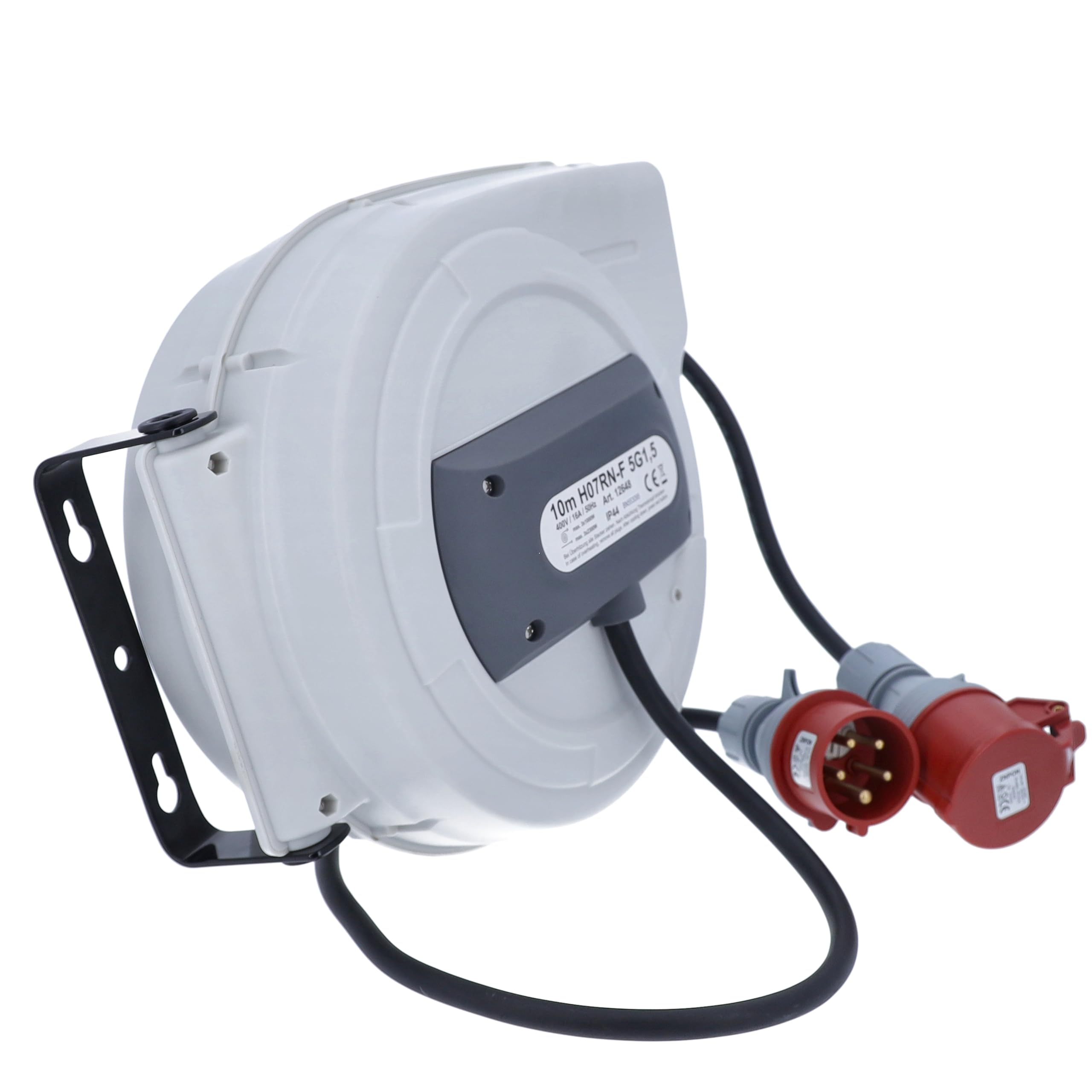 as - Schwabe enrollacables automático CEE 15 m, 180° giratorio, montaje pared o techo, desmontable uso móvil, 400 V, 16 A, 5 polos, IP44 exterior