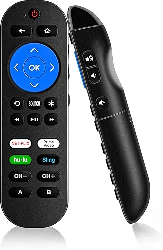 Control remoto programado para reemplazo remoto Roku con llave de volumen, control remoto todo en uno para Roku Express 4K+, Premiere/+, Ultra, 1 2