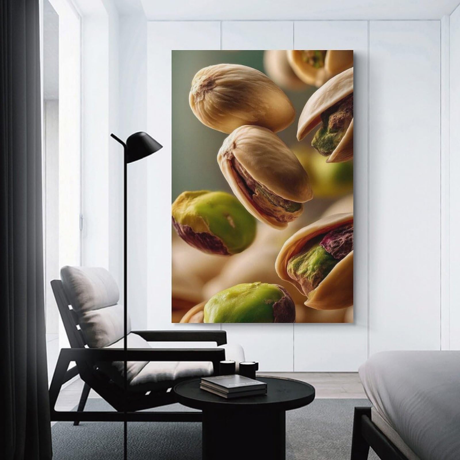 Junmoney Unframe-Style Wall Picture Print Floating Pistachios, 20X30inch(50X75cm), For Contemporary Homes, Apartments Or Offices, Decorative Canvas Decor For Home Updates