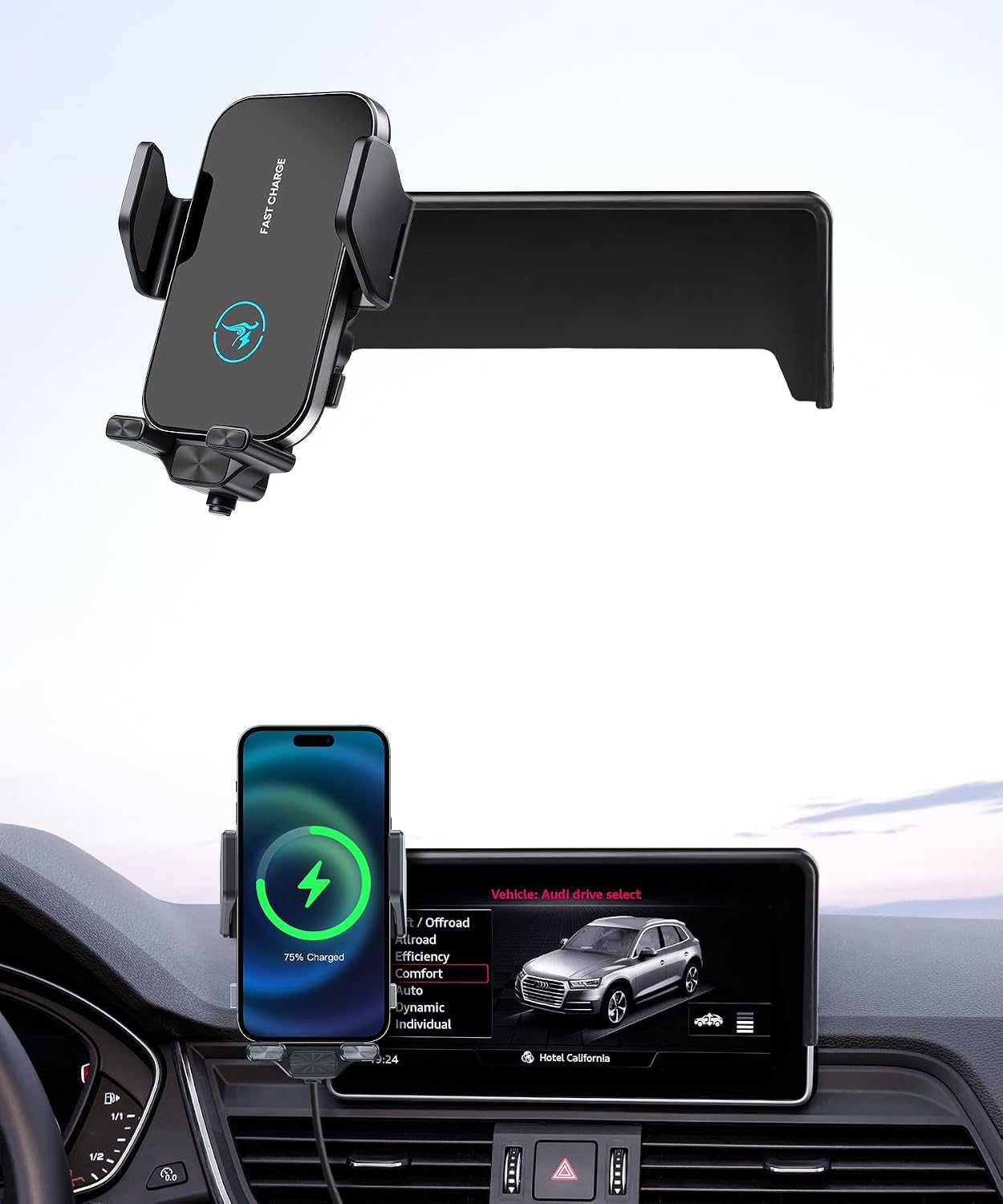 15W Wireless Fast Charger for Audi Q5/SQ5 2018-2020 / A5/S5/RS5 2018-2019 / A4/S4 2017-2019 Accessories 8.3 inch Screen Fixed Clip, Interior Decoration Mobile Phone Mount