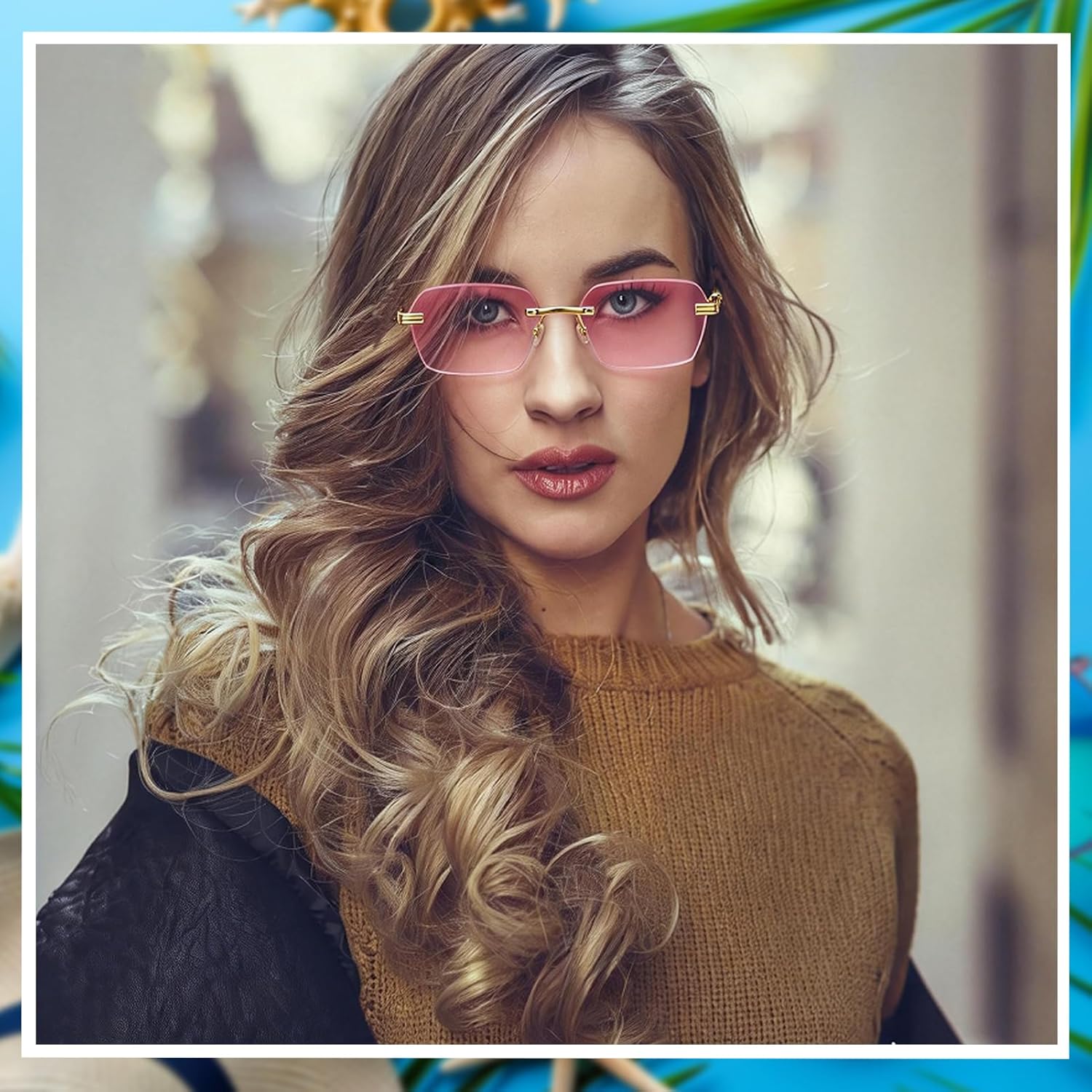 GGSTDDUP 4 Pcs Rimless Rectangle Sunglasses, Retro Frameless Sun Glasses Y2K Style UV400 Protection for Women Men - Image 5