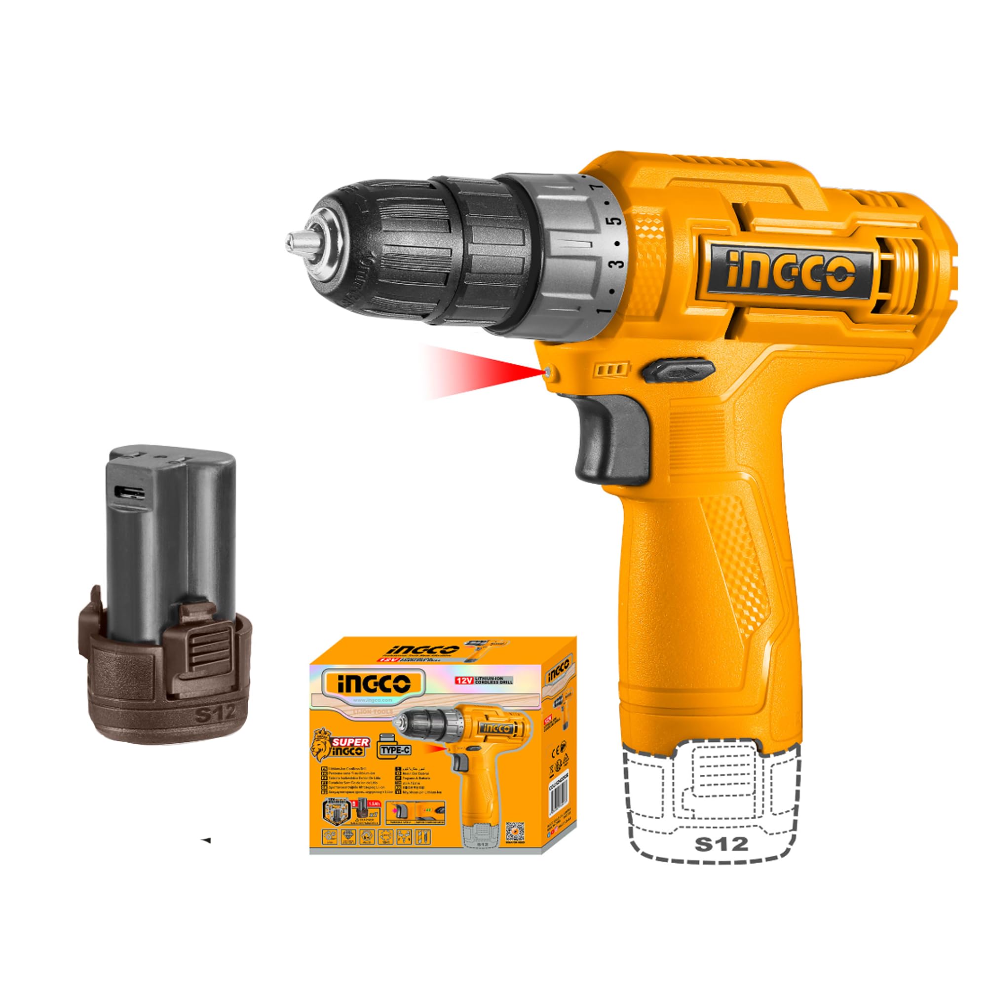 12V Cordless Drill, Cordless Drilling Machine With Battery, 20Nm,0.8-10 MM,15+1 Torque, For Home Use