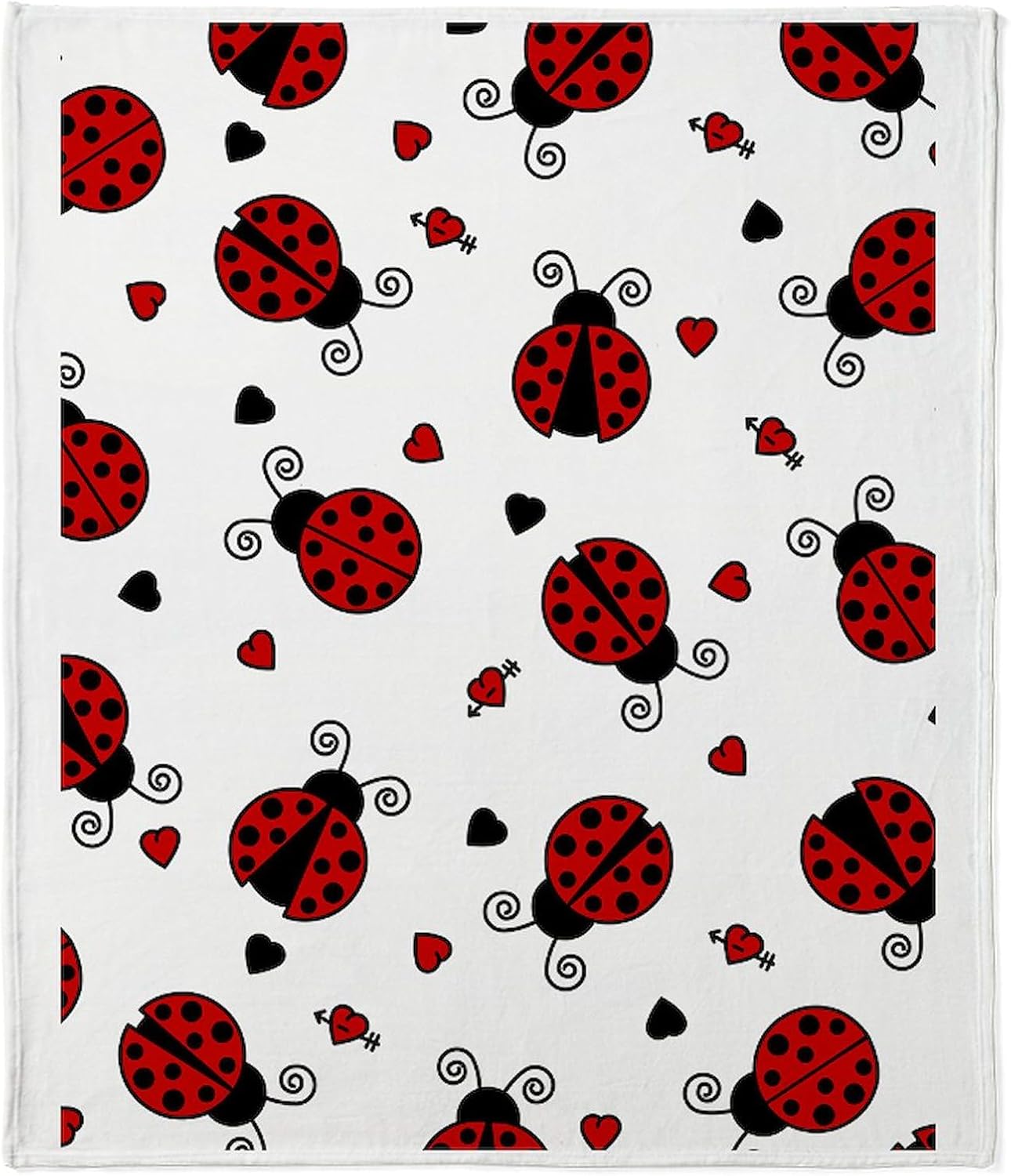 CafePress Cute Red Ladybug and Hearts Print Throw Blanket Super Soft Fleece Plush Throw Blanket, 60"x50"